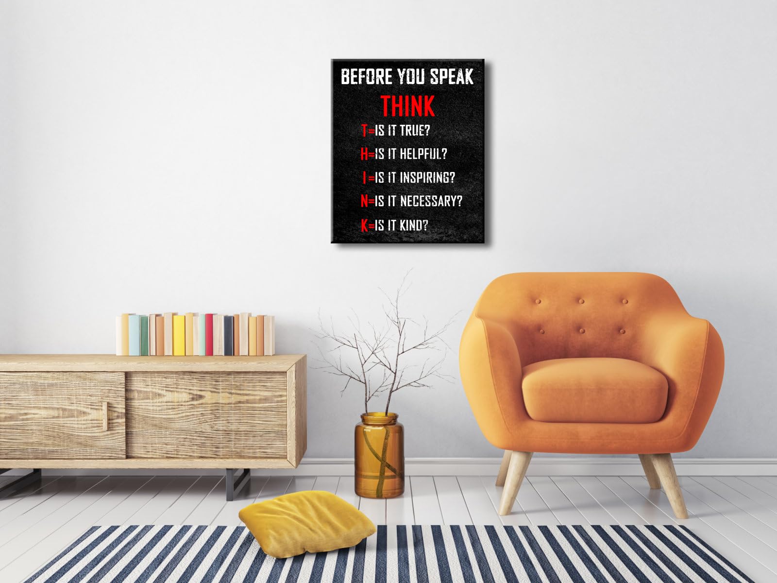Pyradecor Large Motivational Think Before You Speak Classroom Positive Quotes Inspirational Poster Canvas Prints Wall Art For Of