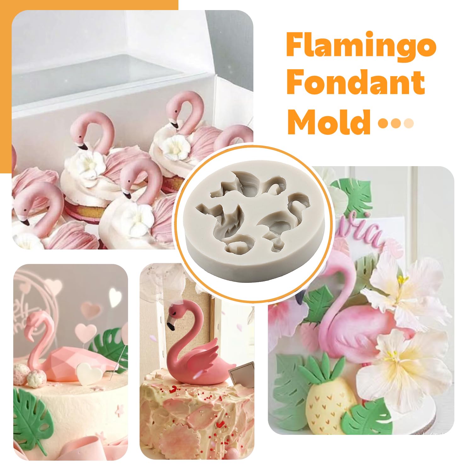 Sijiangmold Flamingo Tropical Leaf Silicone Mold Plumeria Hibiscus Flower Fondant Molds Pineapple Chocolate Molds For Cake Decor