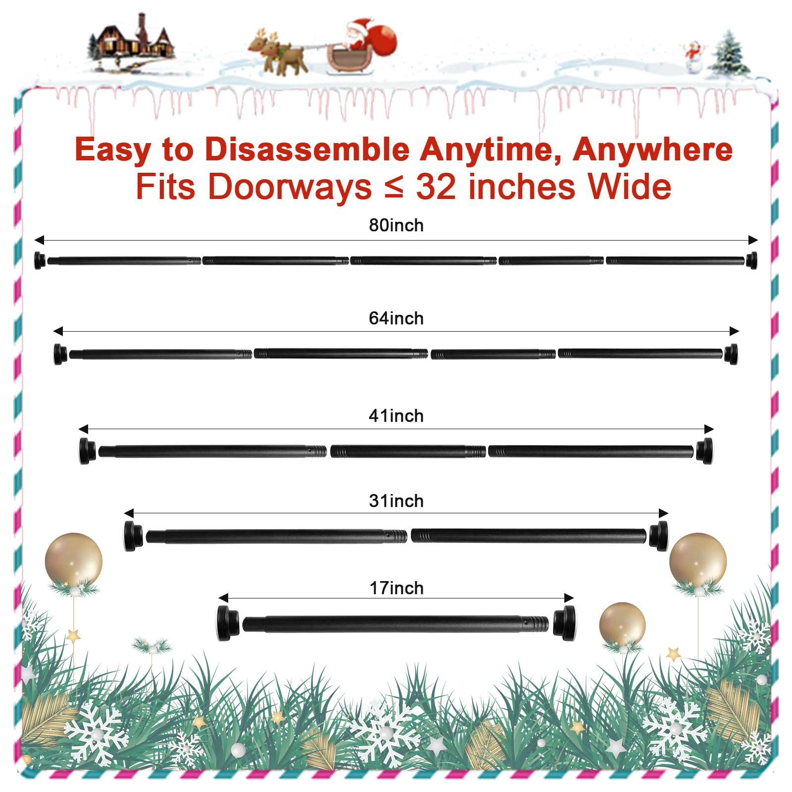 Docaharbour Garland Hanger for Front Door Frame, Adjustable 18- 80 Heavy-Duty Garland Holder for Door Frame Christmas & Hallowee