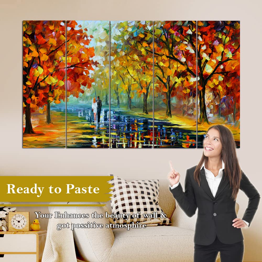 Maxstone Beautiful Tree With Love Bird Abstract Painting For Wall (60 X 30 Inch) Scenery Wall Painting Multiple Frames Wall Hang