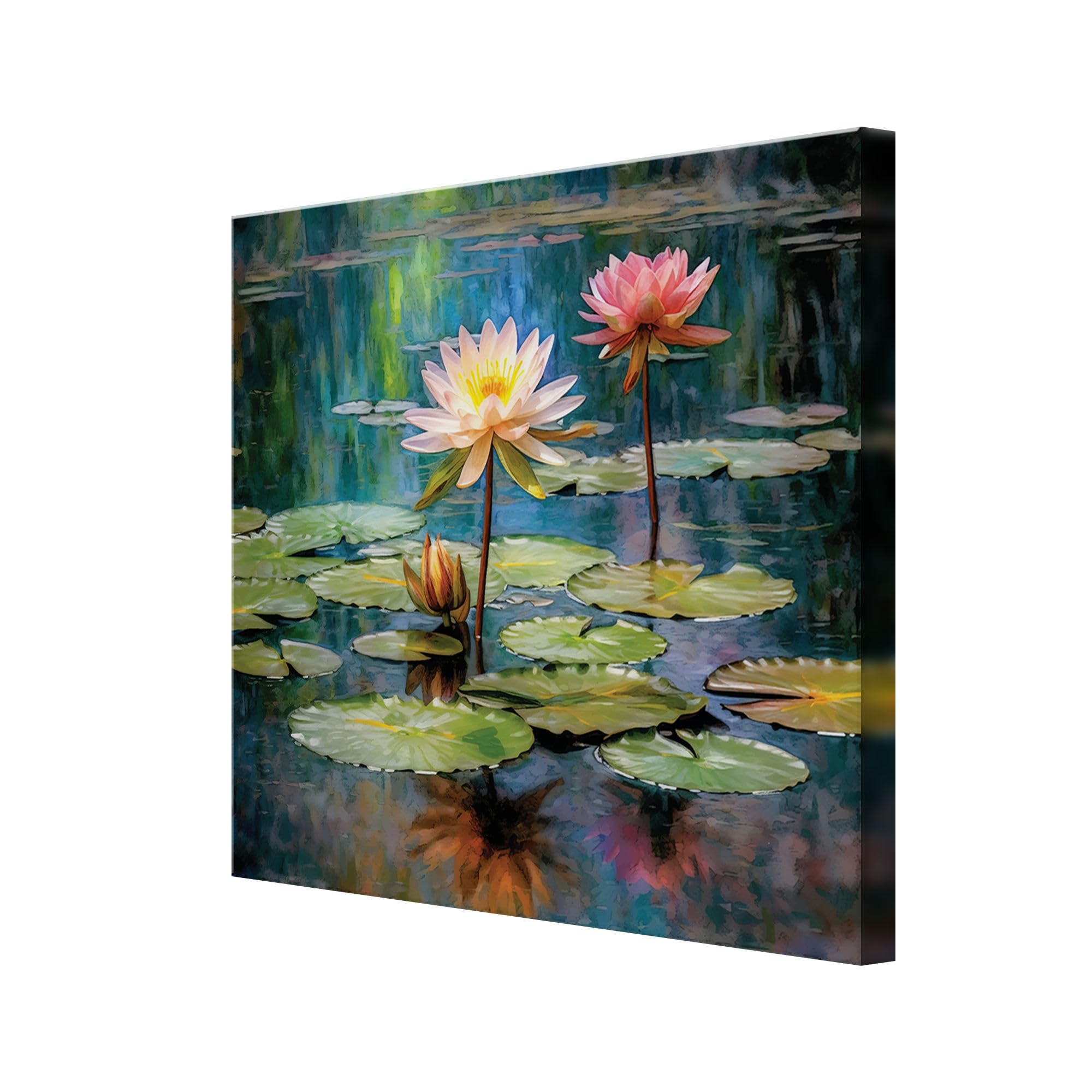 999Store Tranquil Water Lily Art Print - Vibrant Pond With Blooming Pink And White Water Lilies For Peaceful Home Dcor