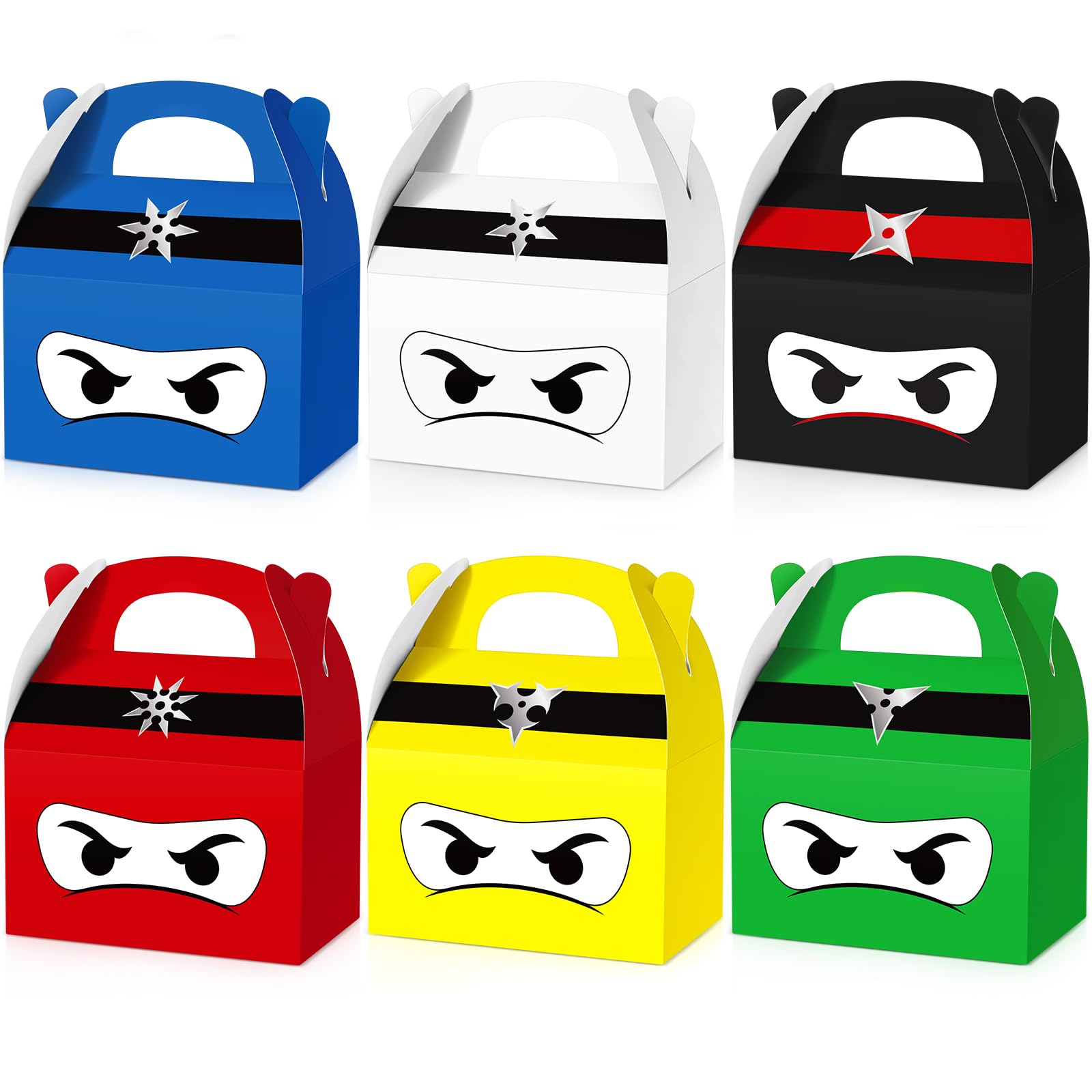 Chivertion 24 Pcs Ninja Treat Boxes, Ninja Birthday Party Supplies, Warrior Theme Gift Boxes, Cartoon Candy Treat Box Goodie Gif