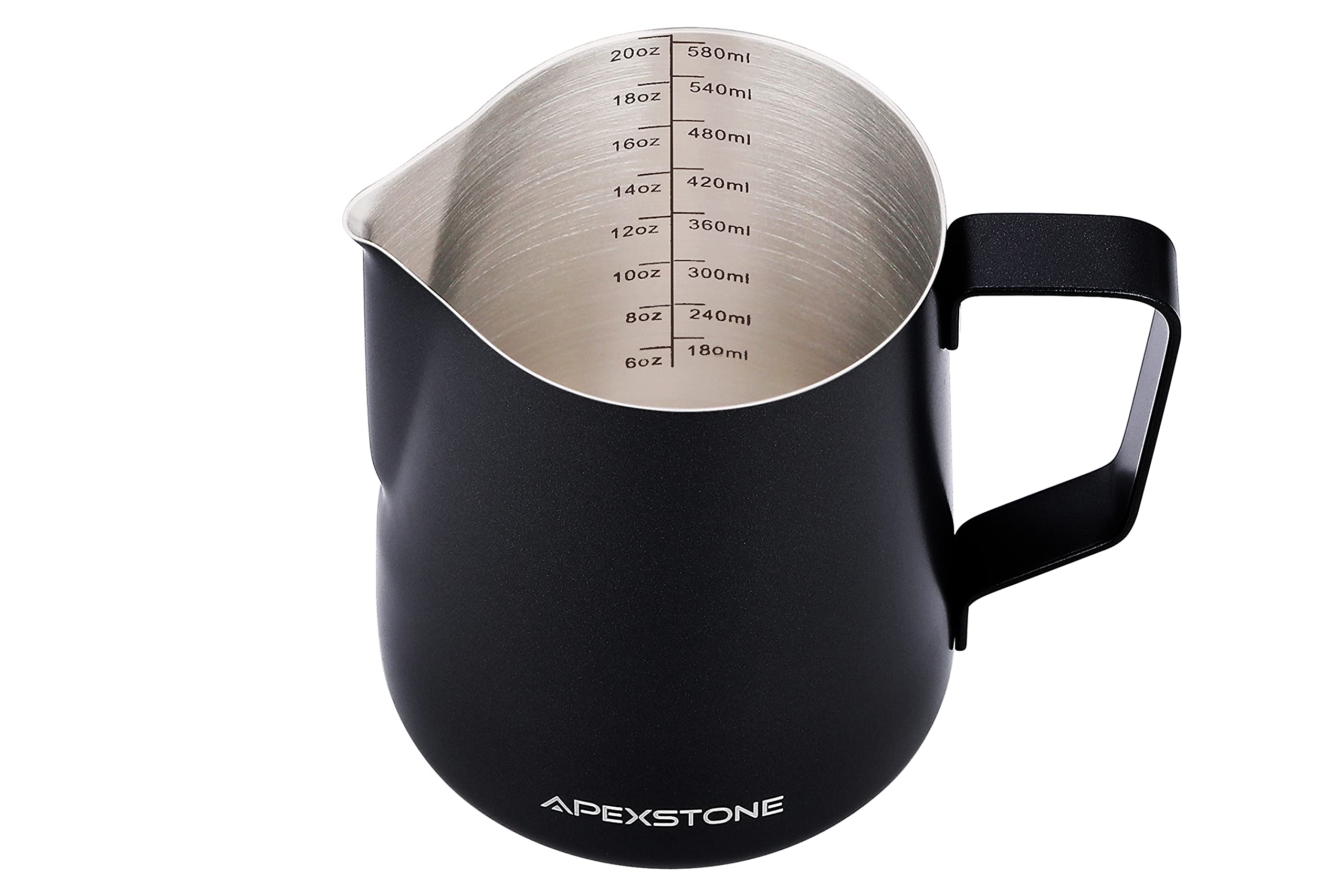 Apexstone 20 Oz Black Espresso Steaming Pitcher, Espresso Milk Frothing Pitcher 20 Oz Black, Coffee Milk Frothing Cup, Coffee St