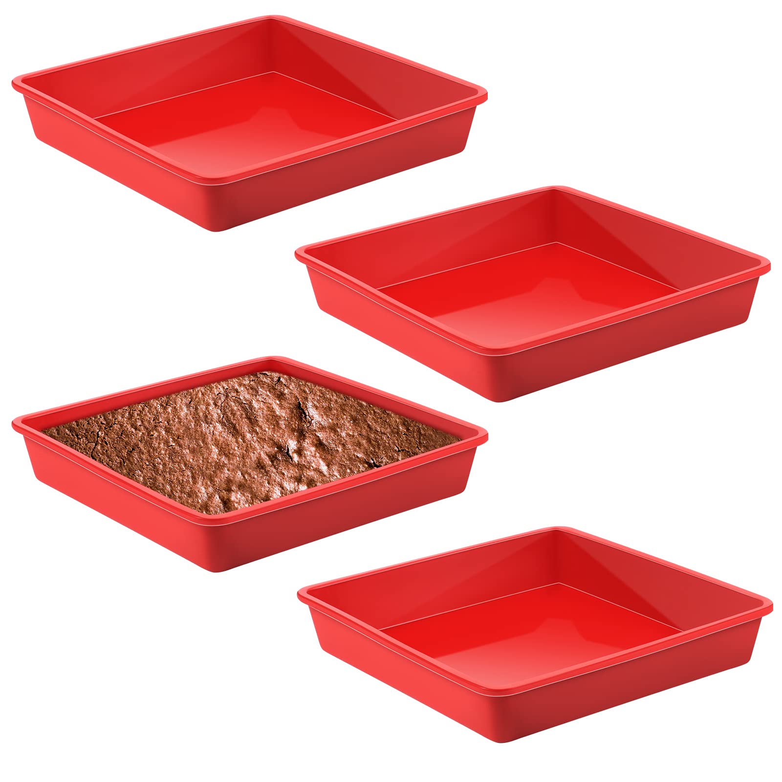 Geetery Set Of 4 Silicone Square Cake Pan Silicone Brownie Pan Nonstick Silicone Baking Mold For Muffin Bread Rice Crispy Lasagn