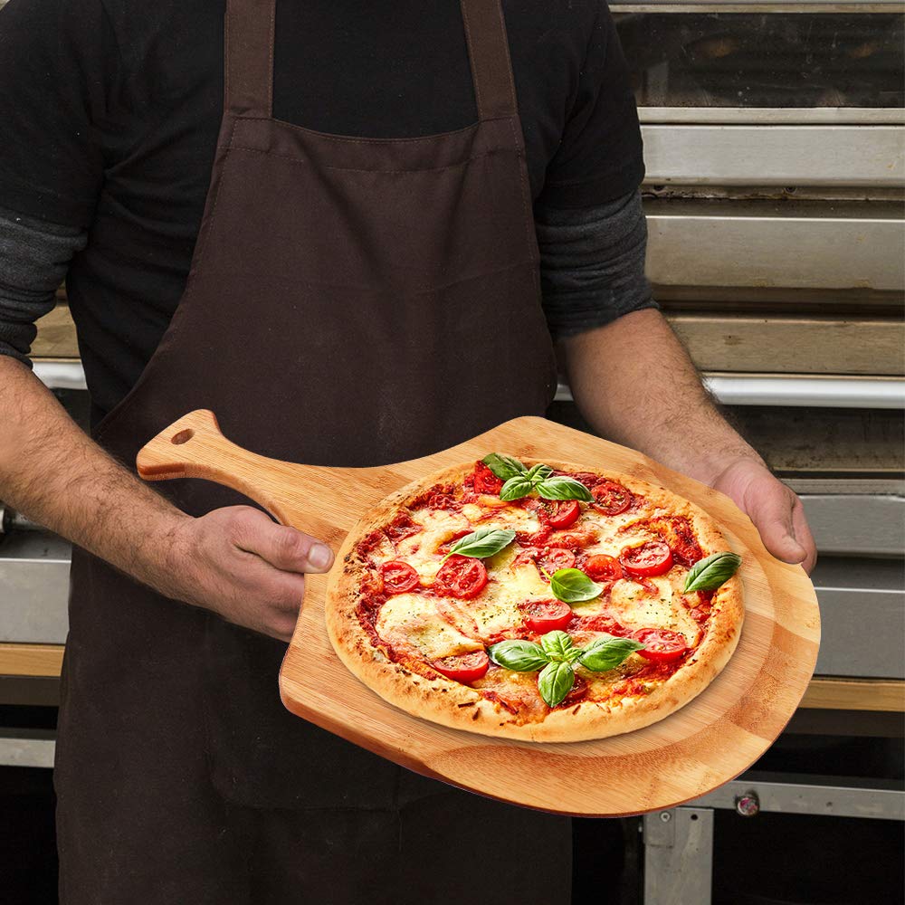 Bamboo Pizza Peel, Wood Serving Pan, Cheese And Charcuterie Boards, Pizza Board Pizza Paddle Cutting Board With Handle For Bakin