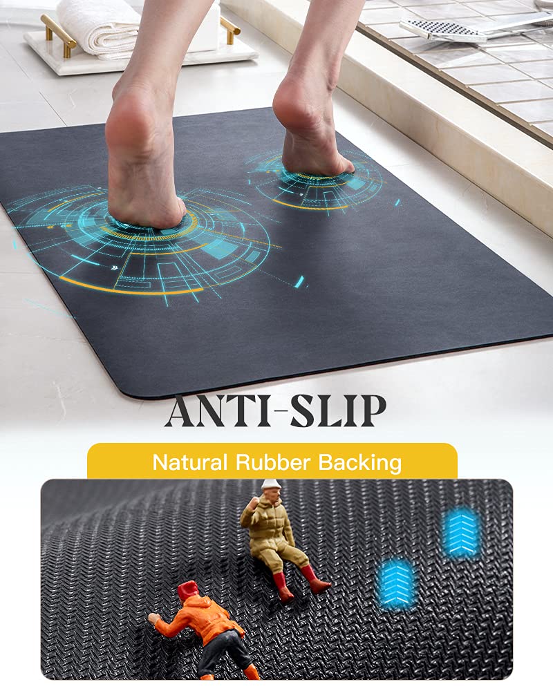 Montvoo-Bath Mat Rug-Rubber Non Slip Quick Dry Super Absorbent Thin Fit Under Door-Washable Bathroom Floor Mats- For In Front Of