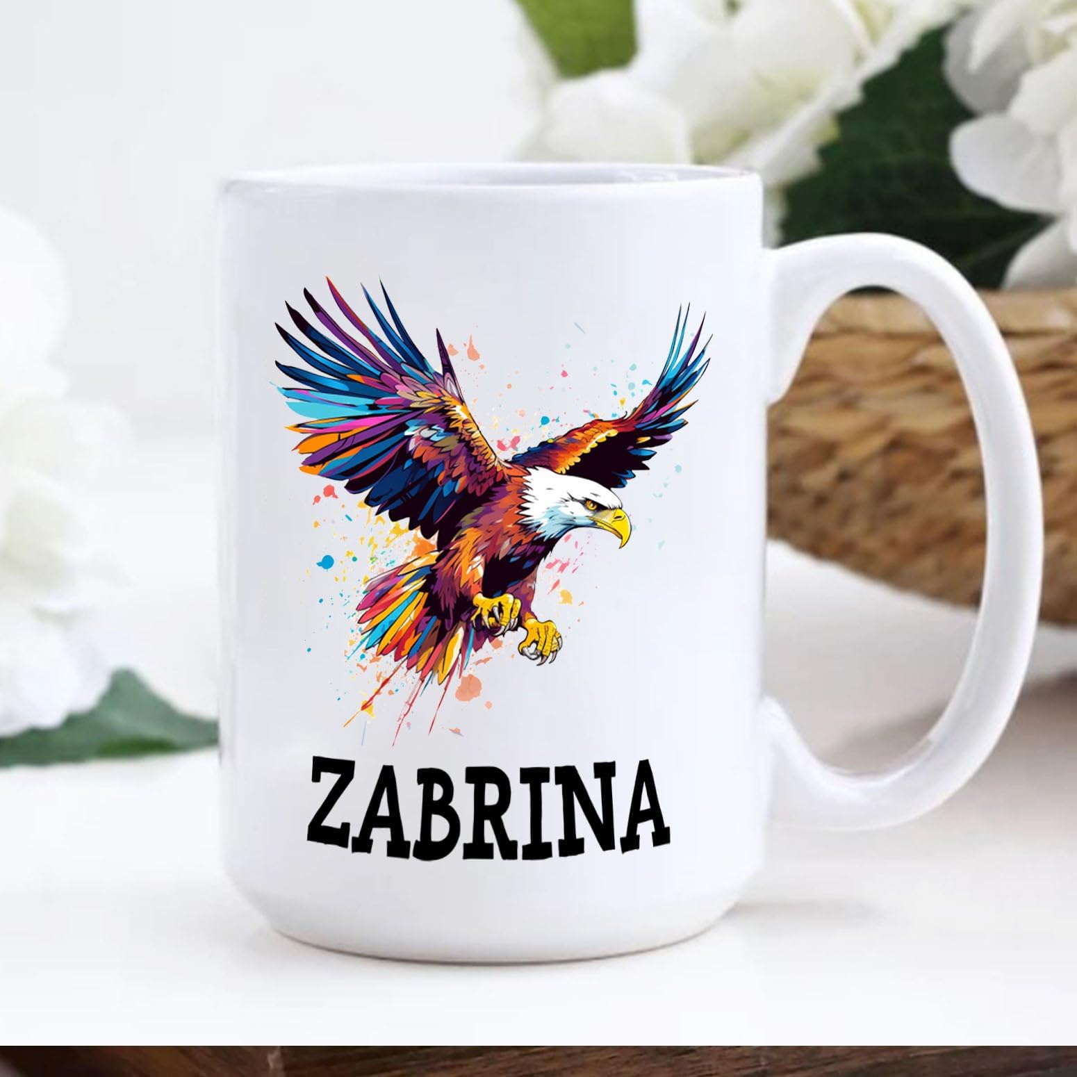 Personalized Eagle Coffee Mug Cup With Name, Customized Eagle Travel Tea Cup Gift For Men Women Eagle Lover Birthday, Eagles Cof