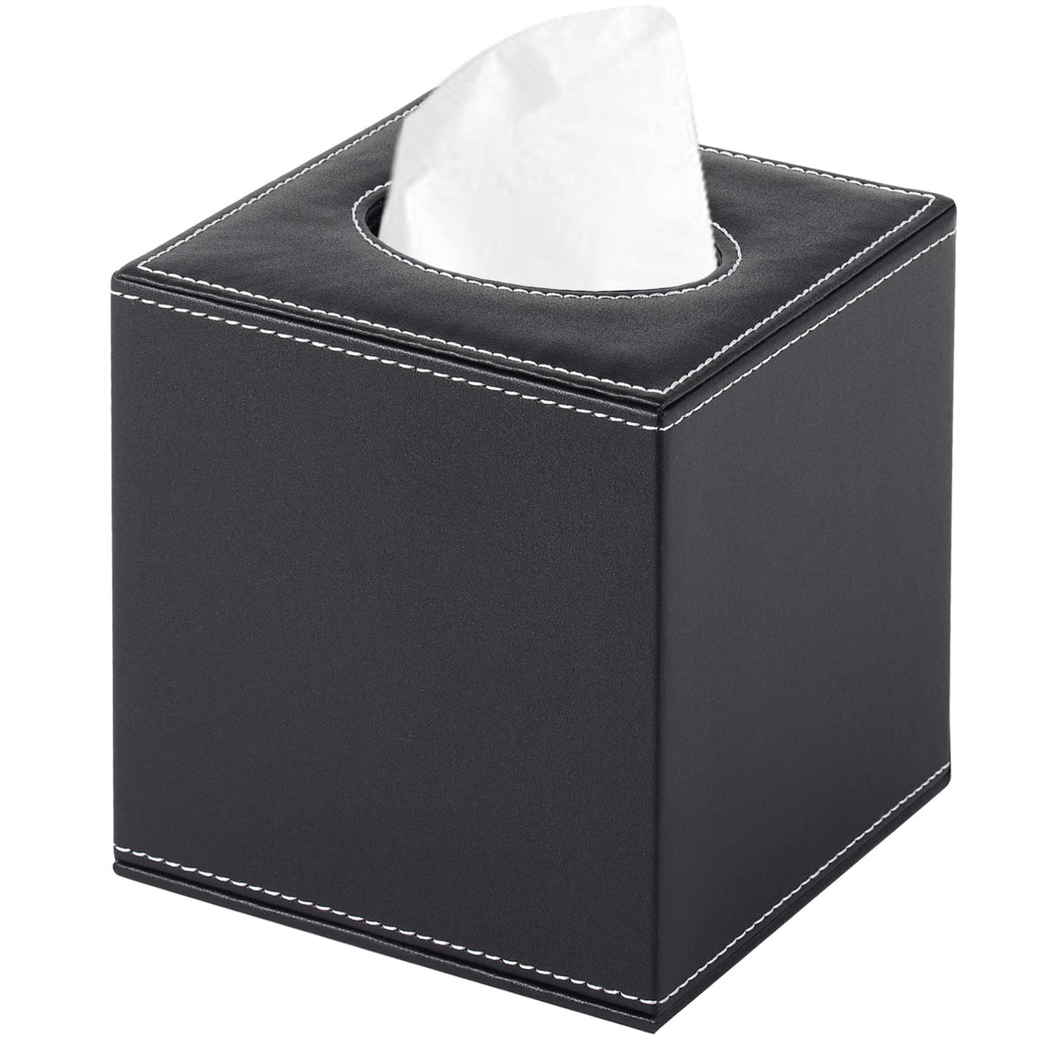Rhcsz Pu Leather Tissue Box Cover Square,Upgrade Large Size Napkin Holder Pumping Paper Case Dispenser,Facial Tissue Holder With