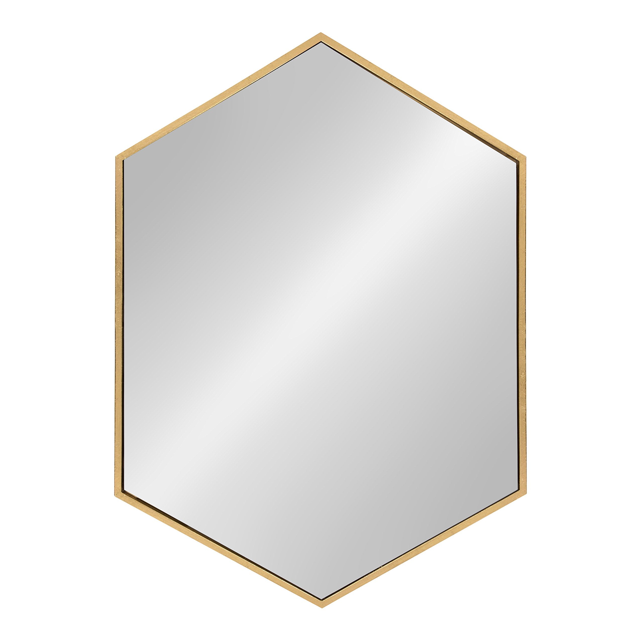 Kate and Laurel McNeer Hexagon Metal Frame Wall Mirror with Gold Finish for Bathrooms, Entryways, Bedrooms, and More, 31 x 22-in