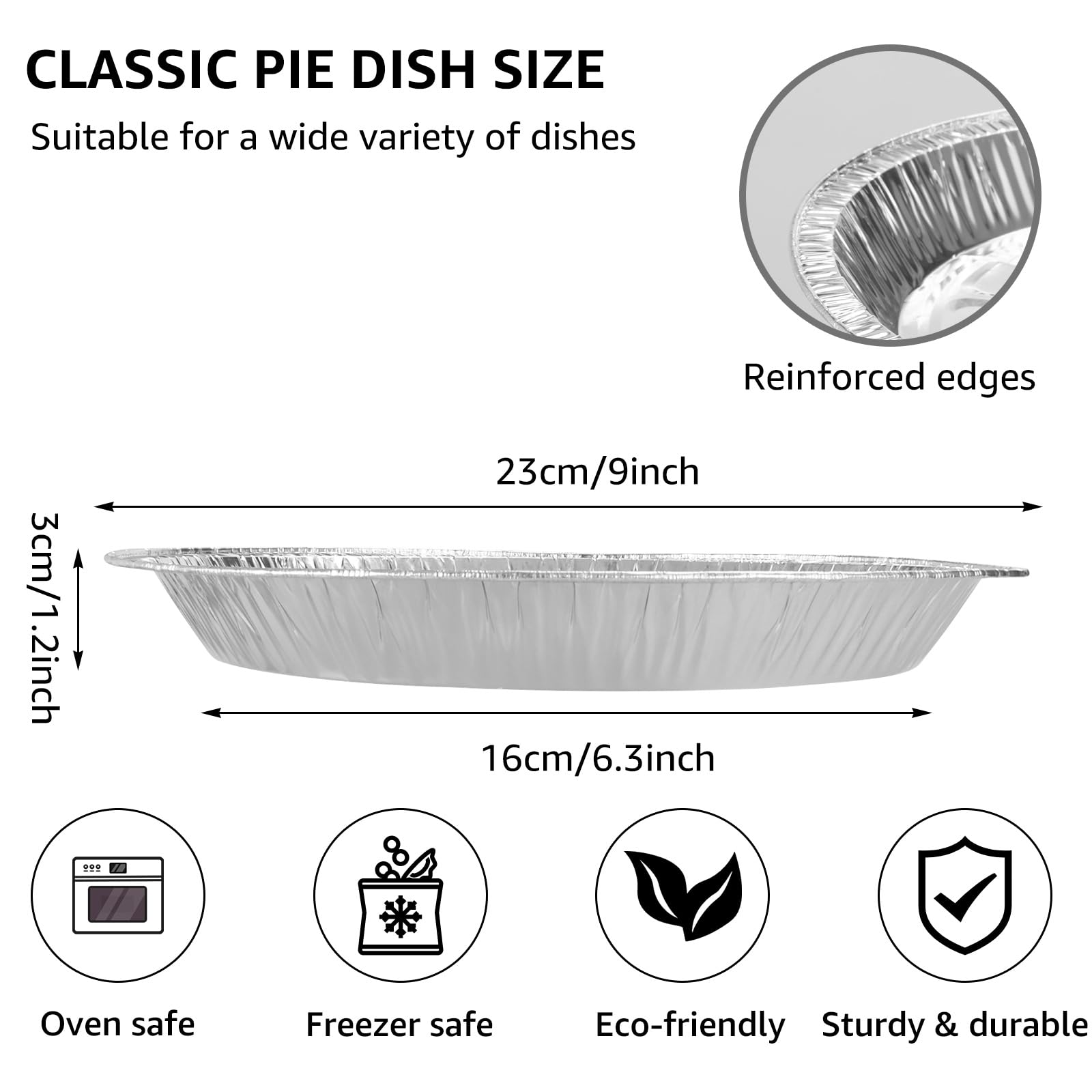 Oungy 50 Pcs 9 Inch Pie Pans Disposable Aluminum Foil Pie Tins Round Disposable Baking Pans Heavy Duty Aluminum Baking Pans For
