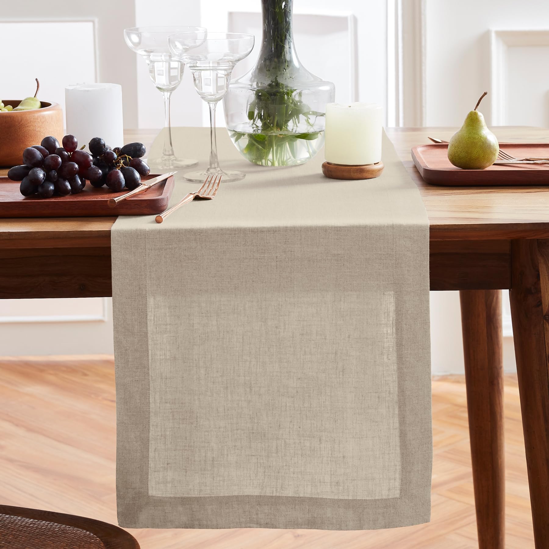 Solino Home Linen Flax Table Runner 60 Inch - 100% Pure Linen Prewashed Short Table Runner 14 X 60 Inch Ideal For Dresser And Co