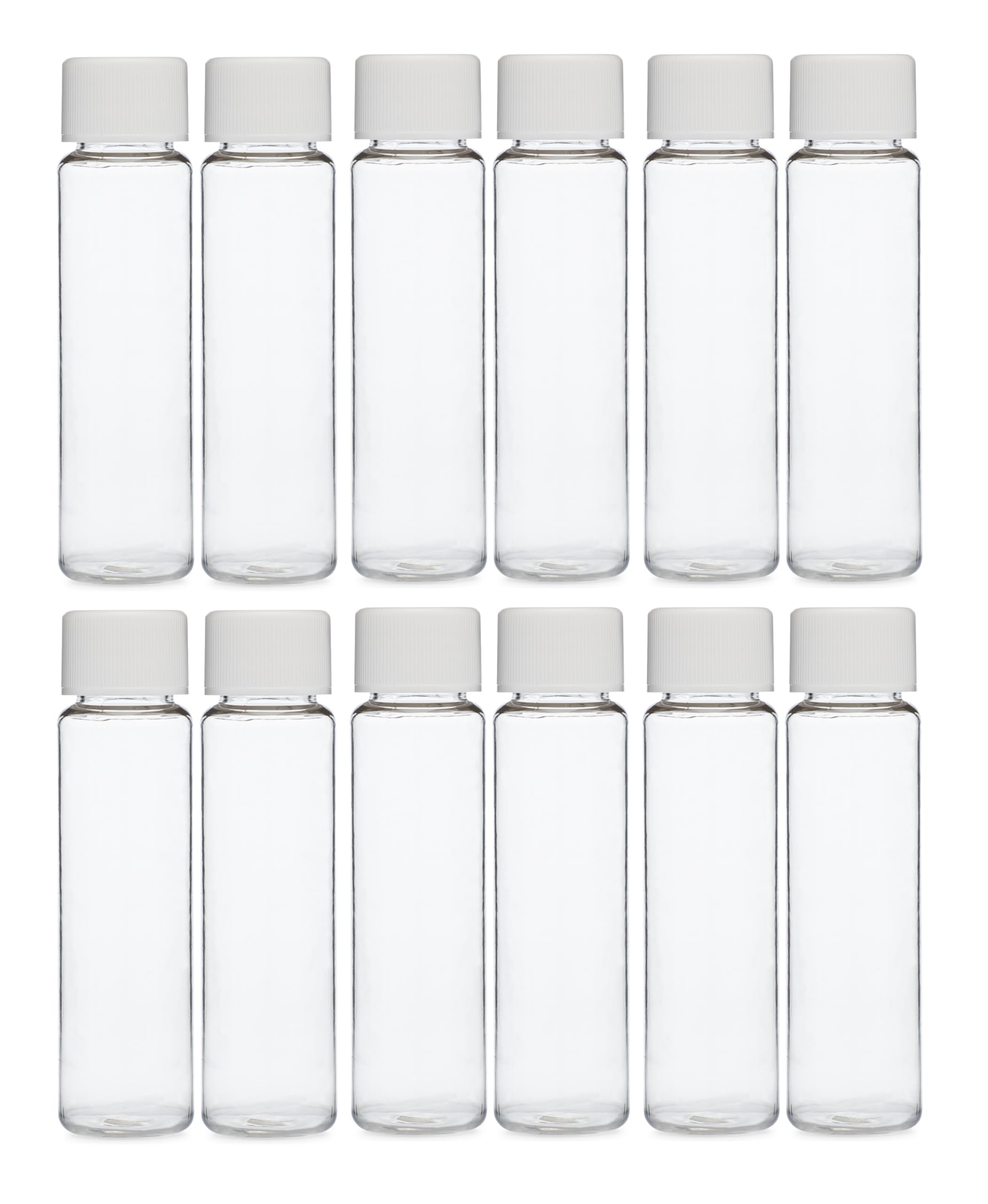 K-Kraft Refillable Bottles - Clear - Set Of 12 (1 Dozen 2-Ounce Screw-Cap Bottles)