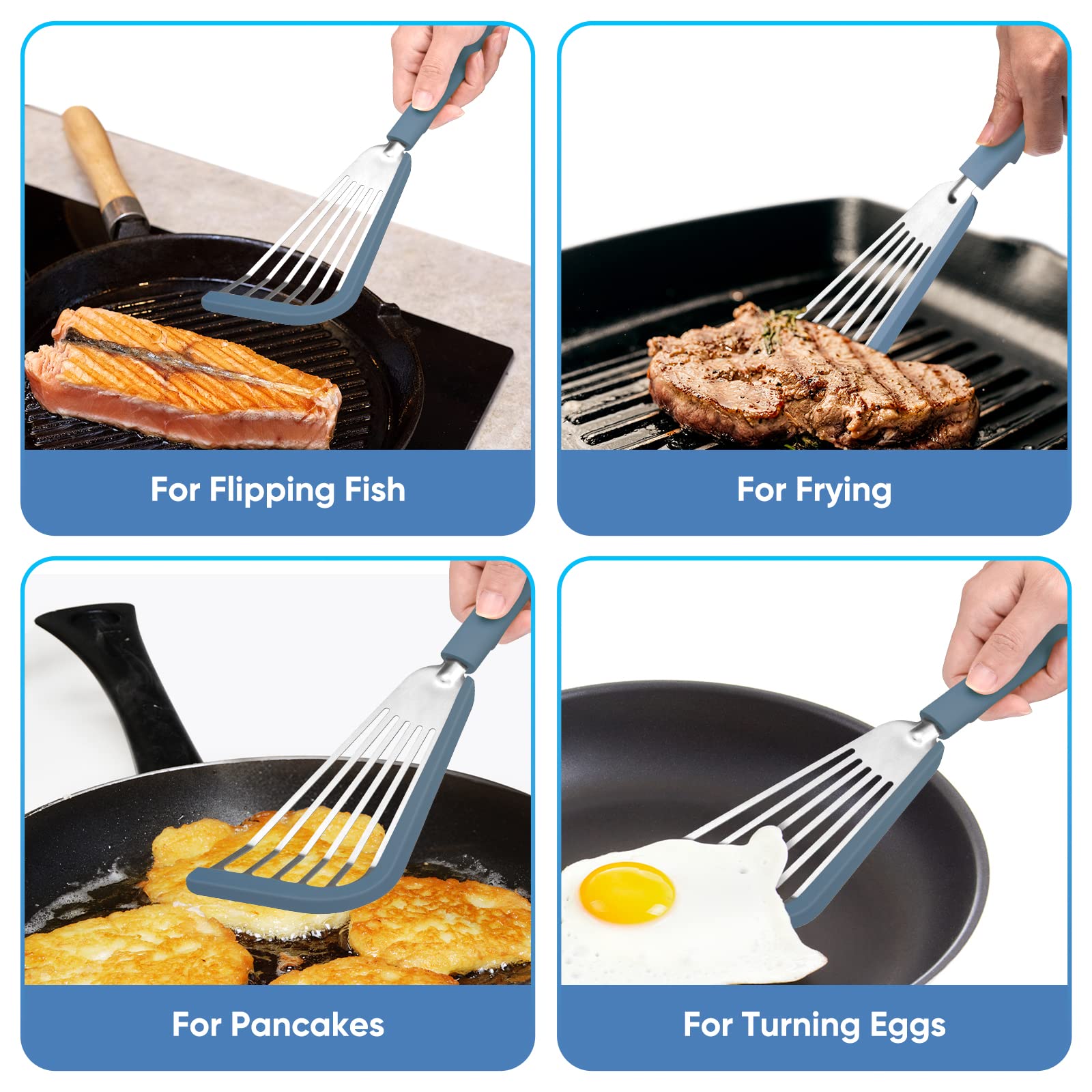 Nonstick Fish Spatula,Maywe Tanso Thin Slotted Spatulas Turner Silicone Fish Spatulas For Nonstick Cookware,High Heat Resistant
