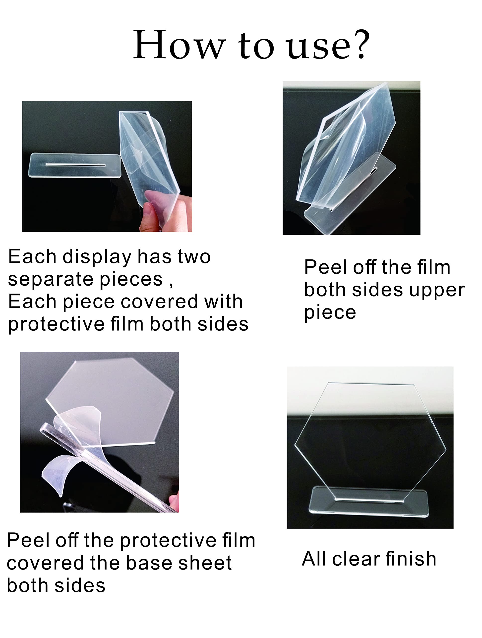 5 Sets Acrylic Blanks Hexagon With Stand,Diy Clear Wedding Signs,Personalized Hand Lettered Table Numbers (5.5'')
