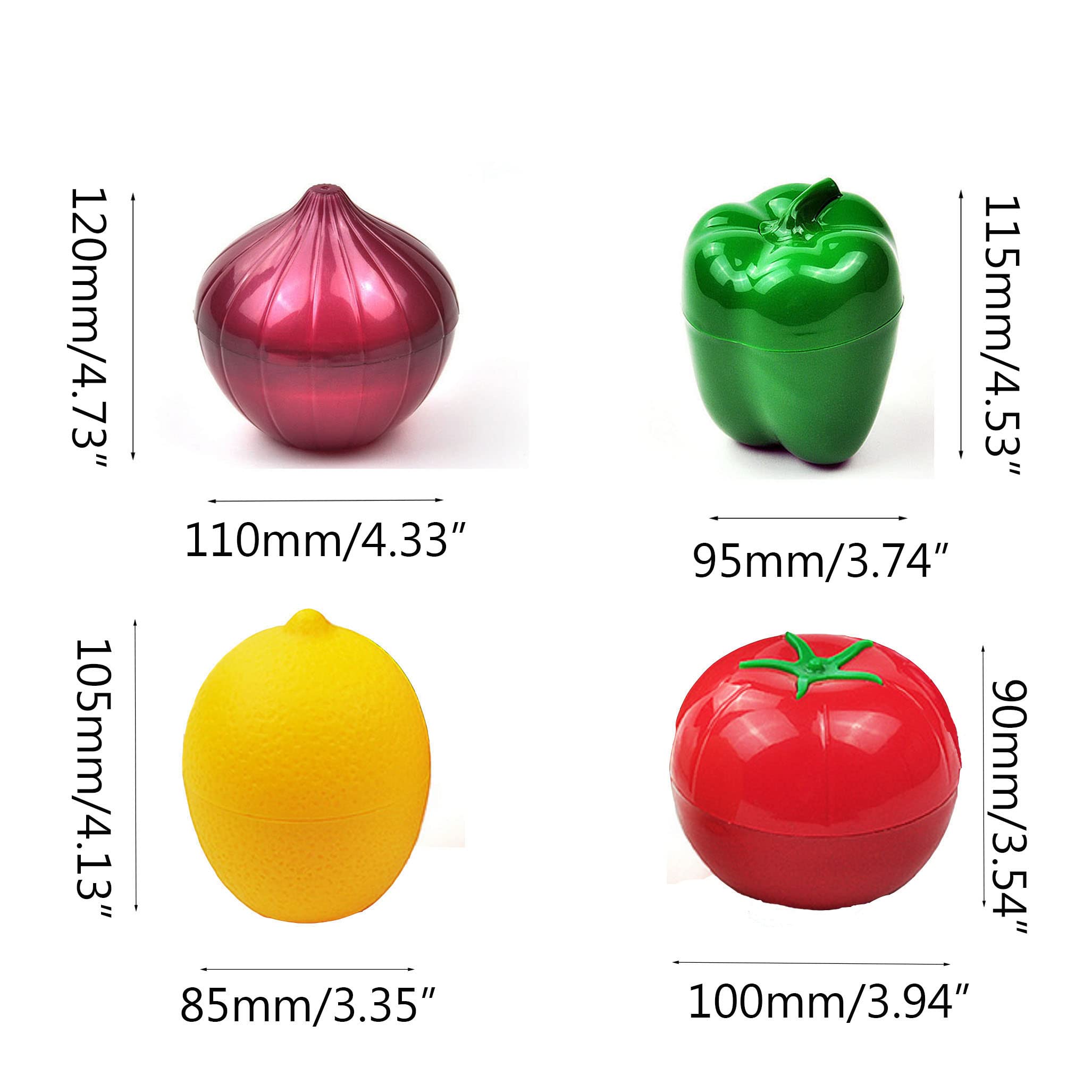 Miao Jin 4 Pcs Fruit And Vegetable Shaped Food Saver Storage Containers Holder Refrigerator Vegetable Crisper(Onion, Tomato, Lem