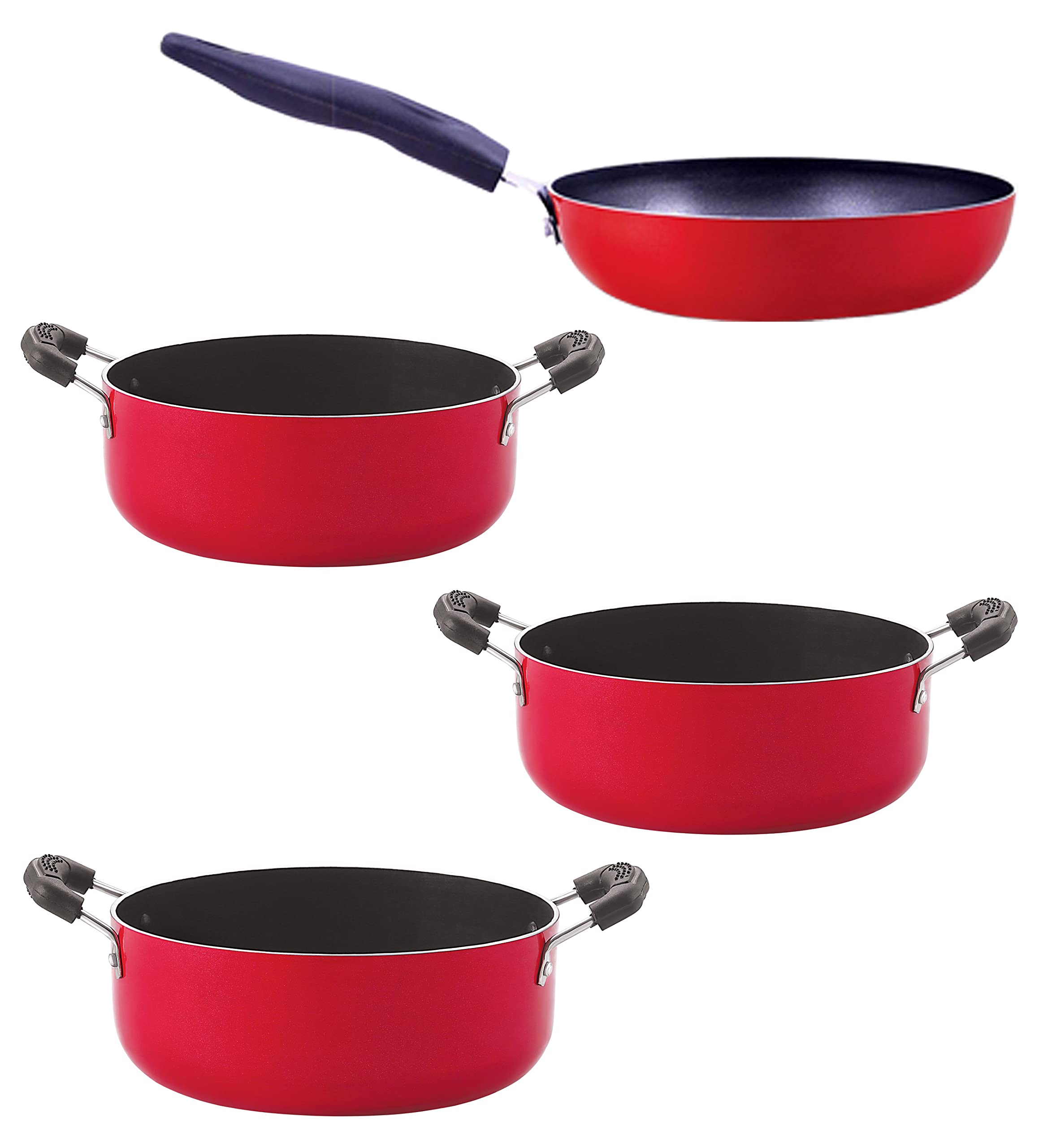 Nirlon Non Stick Cookware Pot & Pan Set Of 4Pieces With Bakelight Handle(Cvg_Cs22_Cs26_Cs24)