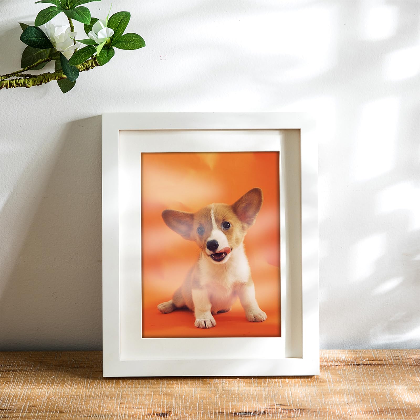 8x10 White Picture Frames Natural Solid Wood 4 Pack for Wall Mounting and Tabletop Display