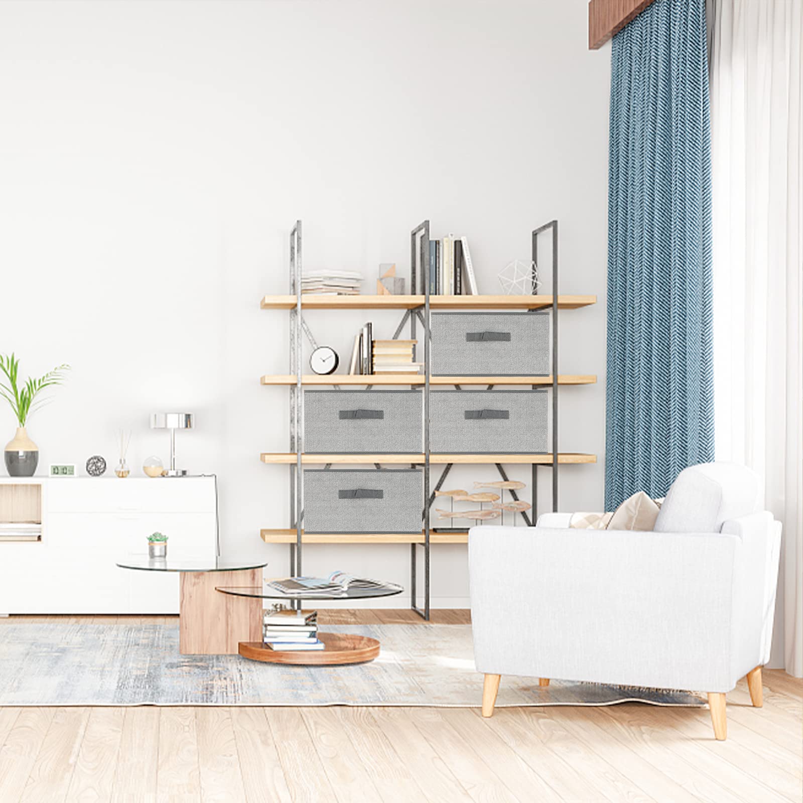 Dayard Fabric Bins [3-Pack], Foldable Cube Baskets Storage Boxes For Shelves, Closet, Bookshelf, Nursery Organizer Containers, 1