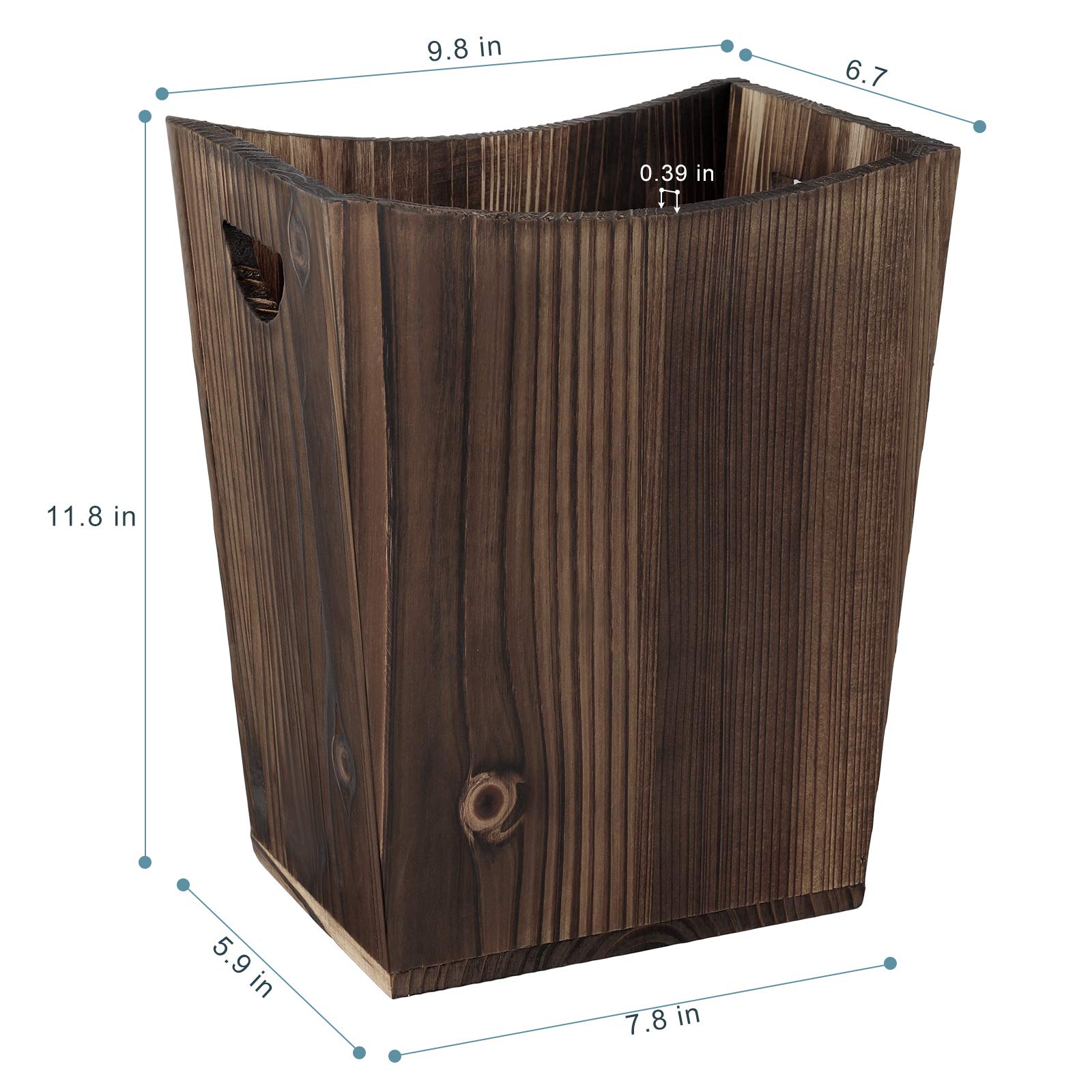 Wood Trash Can Small Wastebasket With Handles Rustic Office Garbage Can For Bedroom Bathroom Office Living Room Kitchen