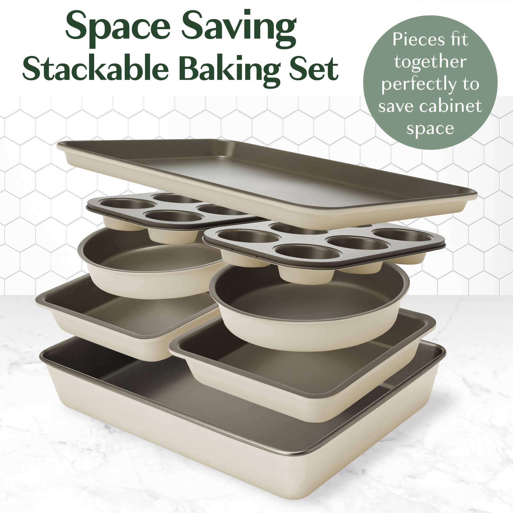 Goodful All-In-One Nonstick Bakeware Set, Stackable And Space Saving Design Includes Round And Square Pans, Muffin Pans, Cookie
