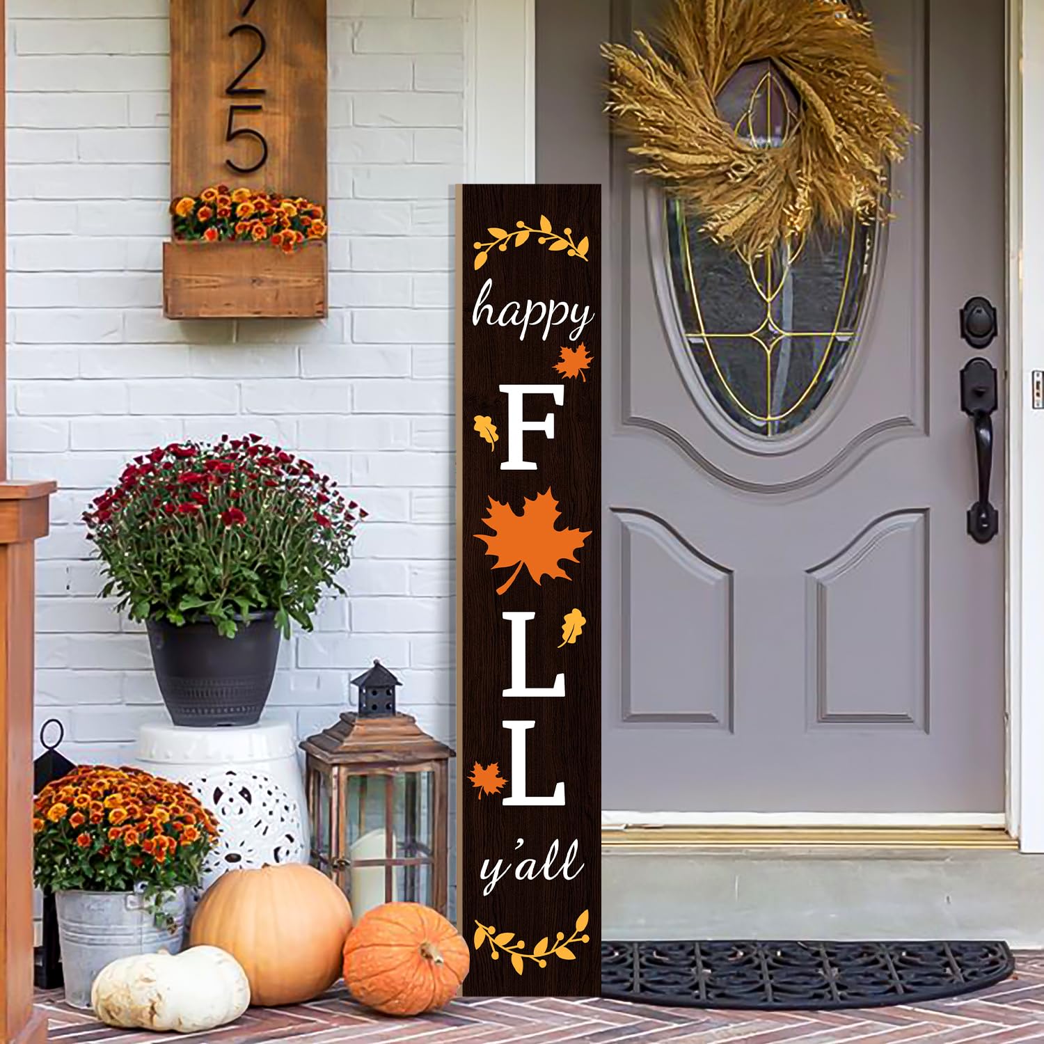 Fall Porch Sign Wooden Hanging Porch Decor Autumn Thanksgiving Vertical Fall Welcome Signs for Front Porch Rustic Maple Leaf Dec