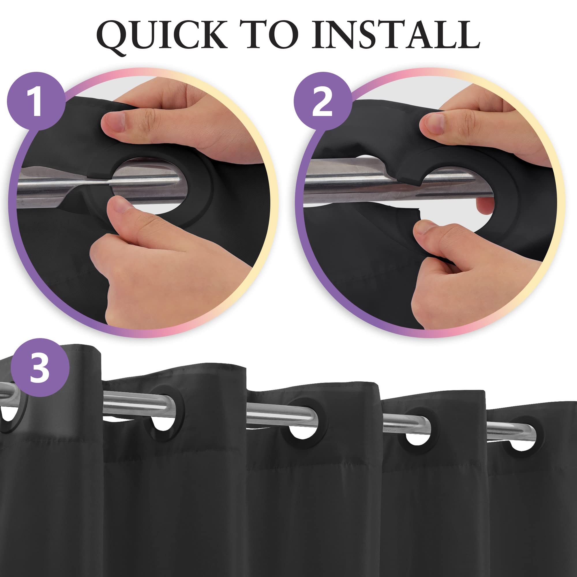 River Dream Stall Size No Hook Black Shower Curtain Soft Microfiber - 36 '' Wide Small Fabric Shower Curtain Set For Narrow Stal