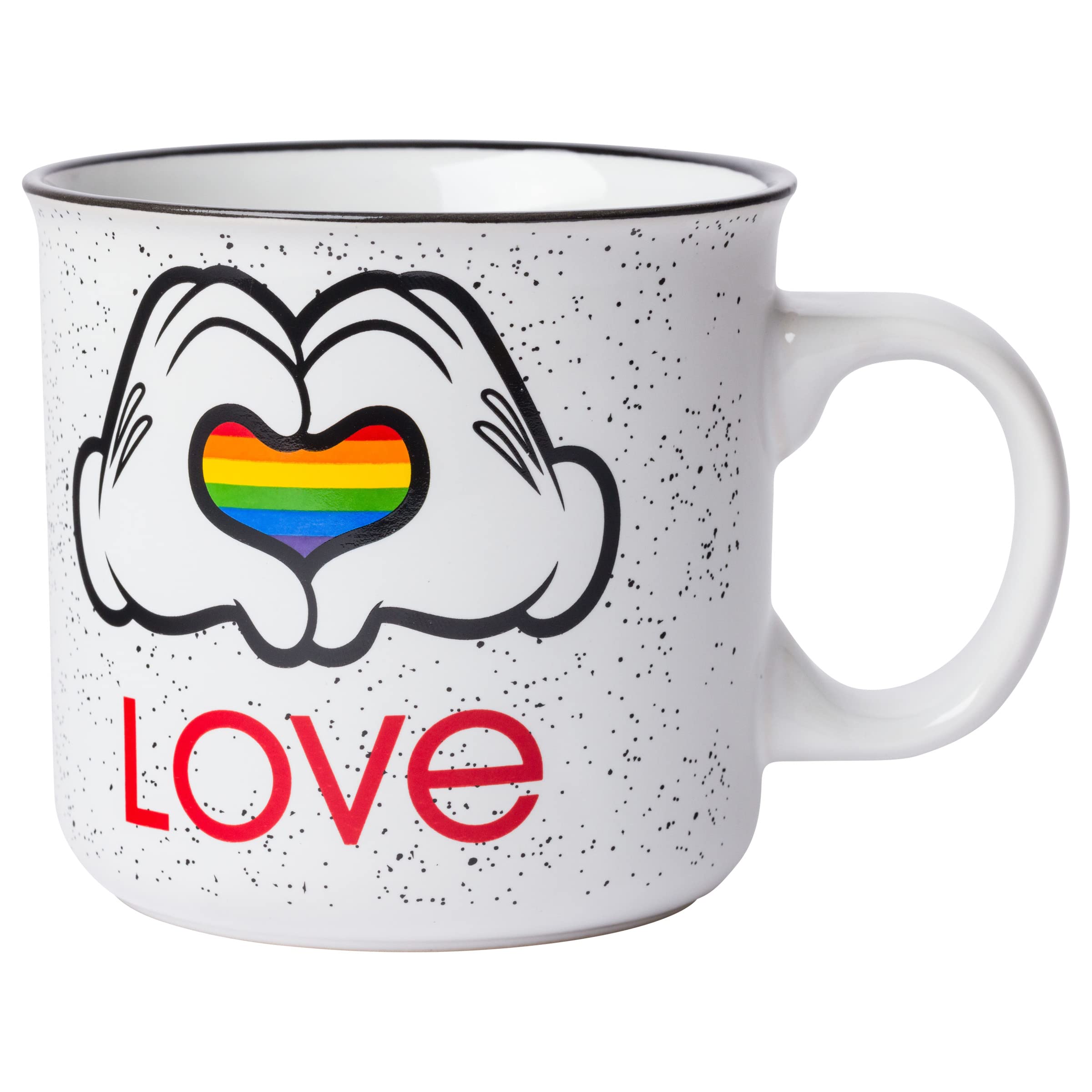 Silver Buffalo Disney Pride Mickey Hands Ceramic Camper Style Coffee Mugs, 20 Ounces