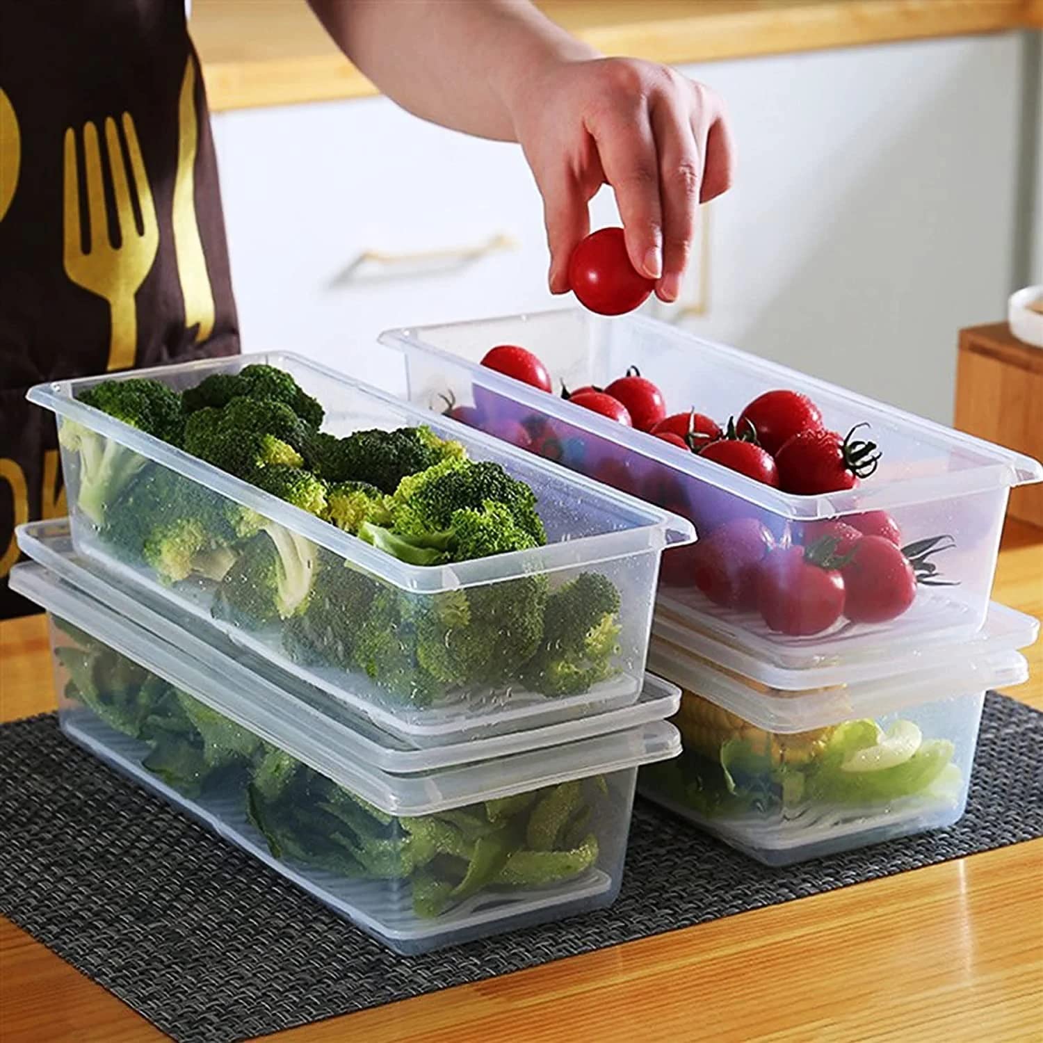 Xiran Fridge Storage Boxes Fridge Organizer With Removable Drain Plate And Lid Stackable Fridge Storage Freezer Storage Containe