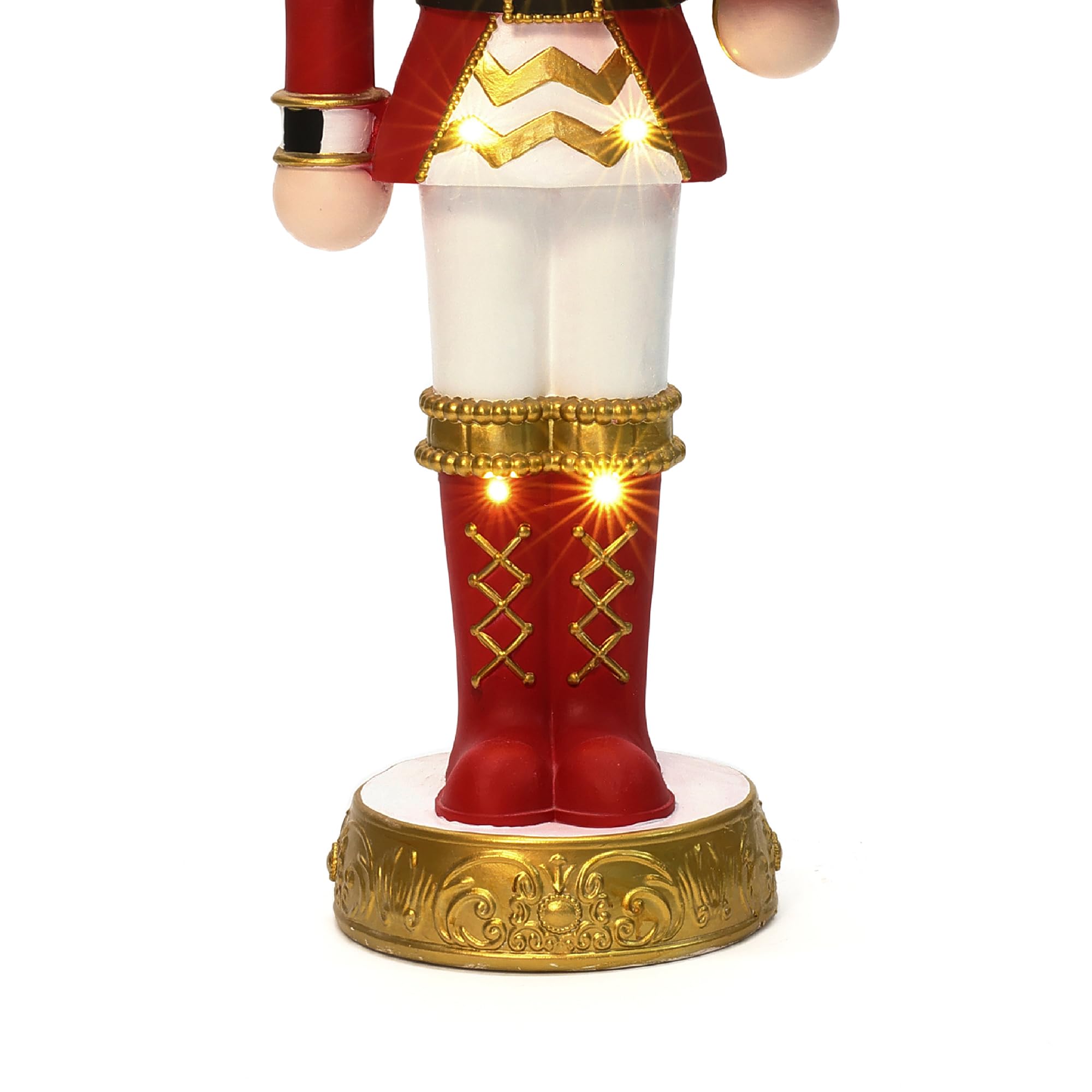 LuxenHome 2FT Tall Nutcracker Christmas Decoration, Large Holiday Nutcracker Soldier Statue with Gift Box, Lighted Figures Chris