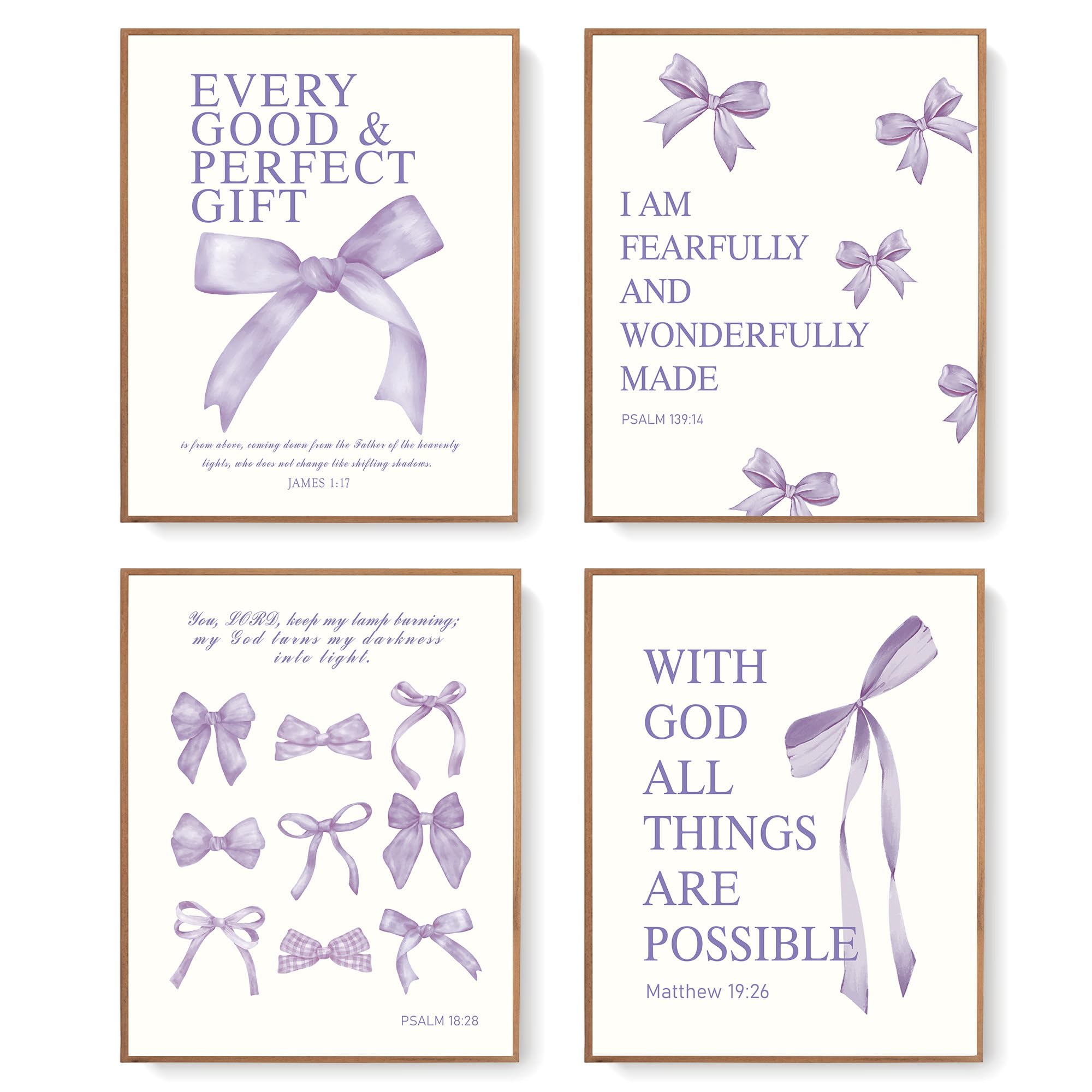 LARTSFRO Coquette Purple Bow Wall Art Decor Posters, Purple Bow Room Bedroom Bathroom Dorm Wall Art Decor Aesthetic for Teen Gir