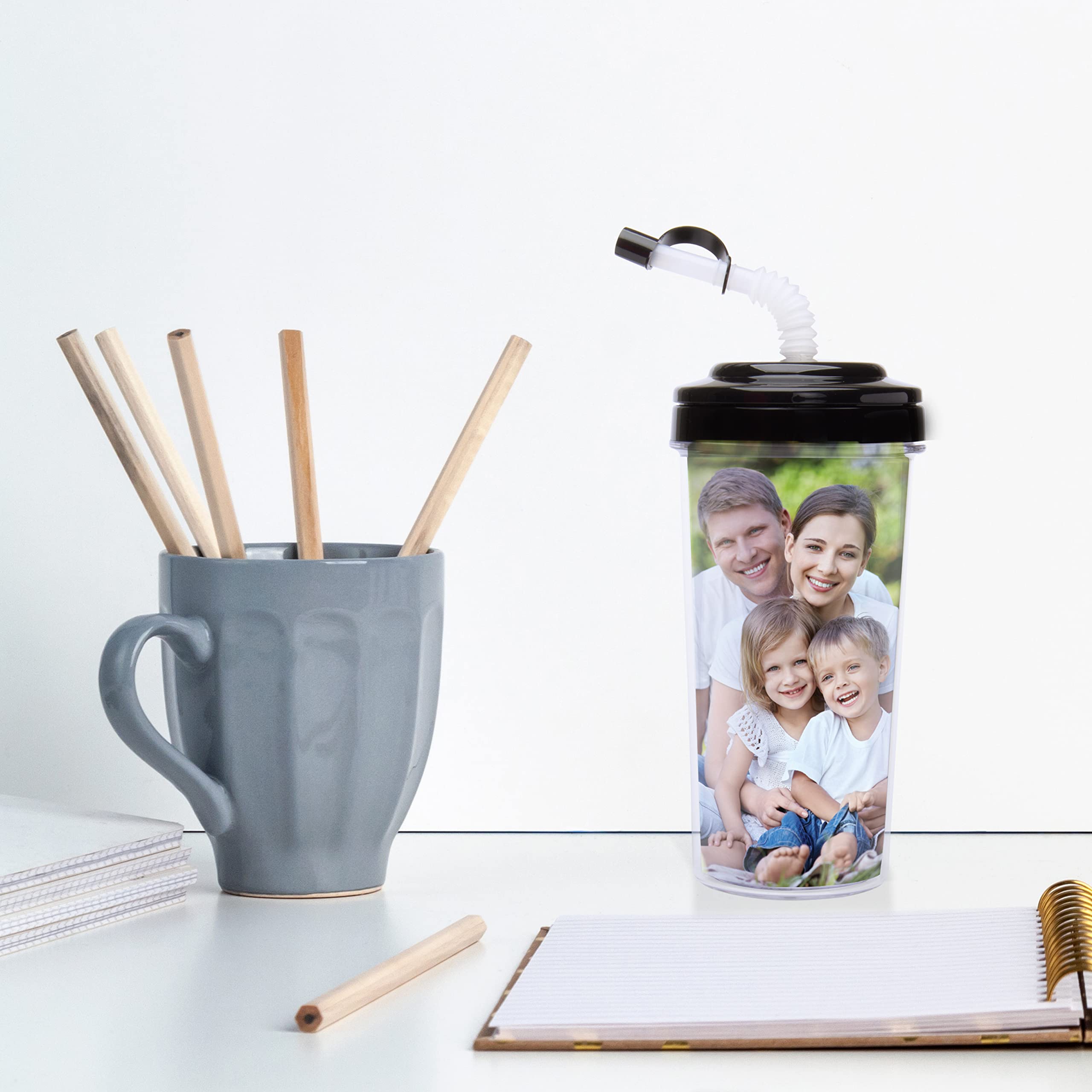 Thermo-Temp 20 oz. Create Your Own Travel Tumbler with Bendy Straw in Black