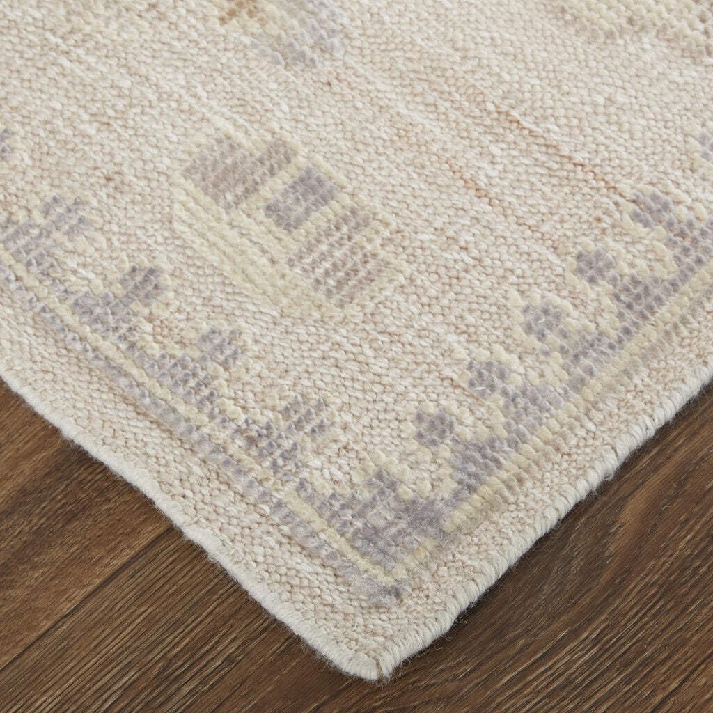 2 X 3 Tan And Brown Floral Hand Knotted Stain Resistant Area Rug