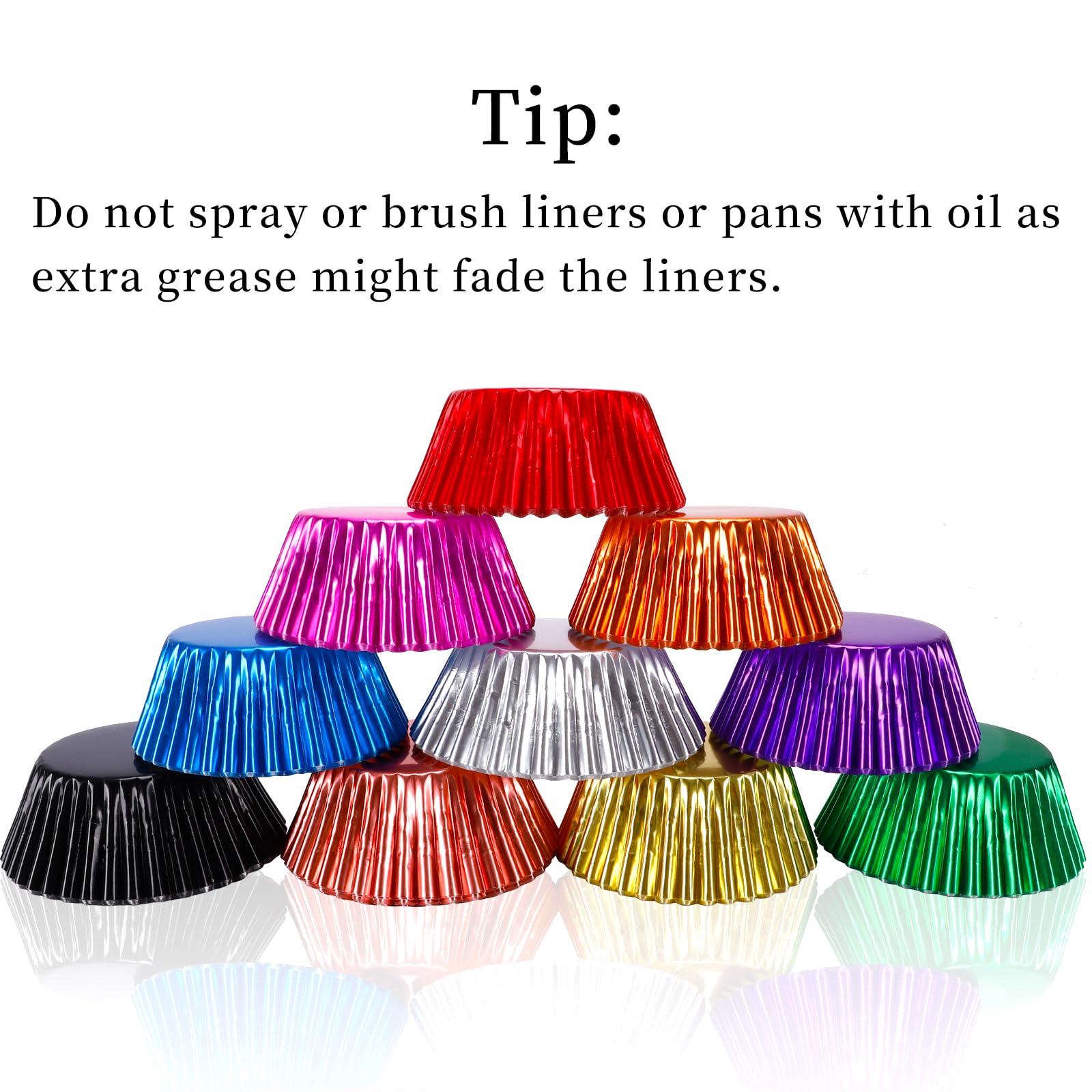 Bakhuk 500Pcs Cupcake Liners For Baking, Foil Cupcake Liner, Standard Size 2 Inches 10 Colors Cupcake Liners