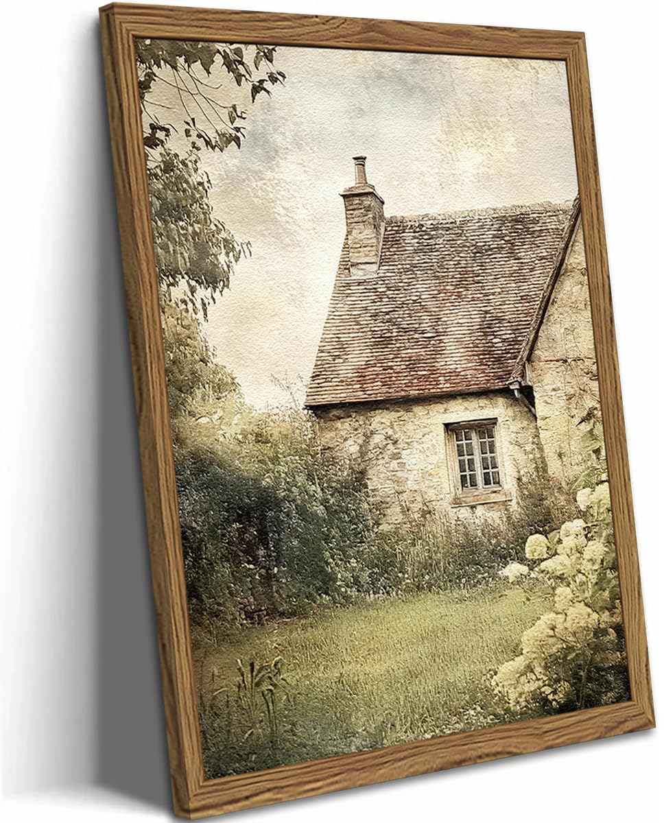 Vintage Farmhouse Wall Art, 3D Textured Nature Landscape Wall Decor Paintings, Hand Drawn Sandstone Farm House Picture Prints Ar