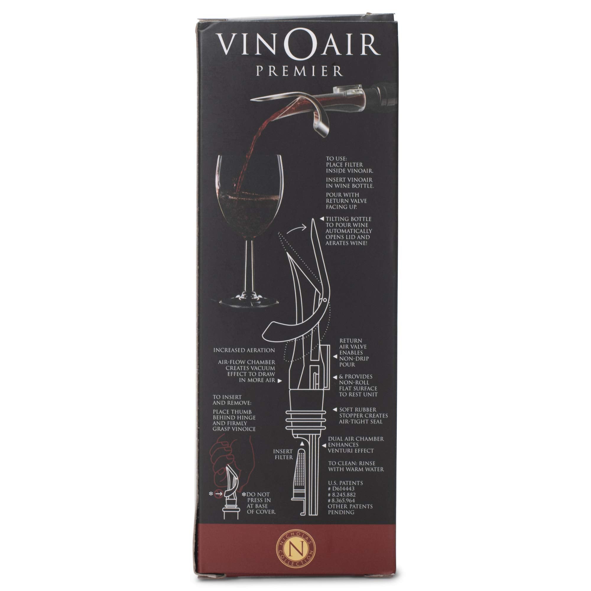 Cork Pops Vinoair Premier Aerator, 2.75X1.75X6.50, Black