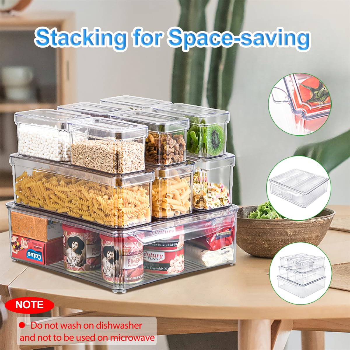 Kumd 10 Pack Fridge Organizer, Stackable Refrigerator Organizer Bins With Lids, Bpa-Free Produce Fruit Storage Containers For St