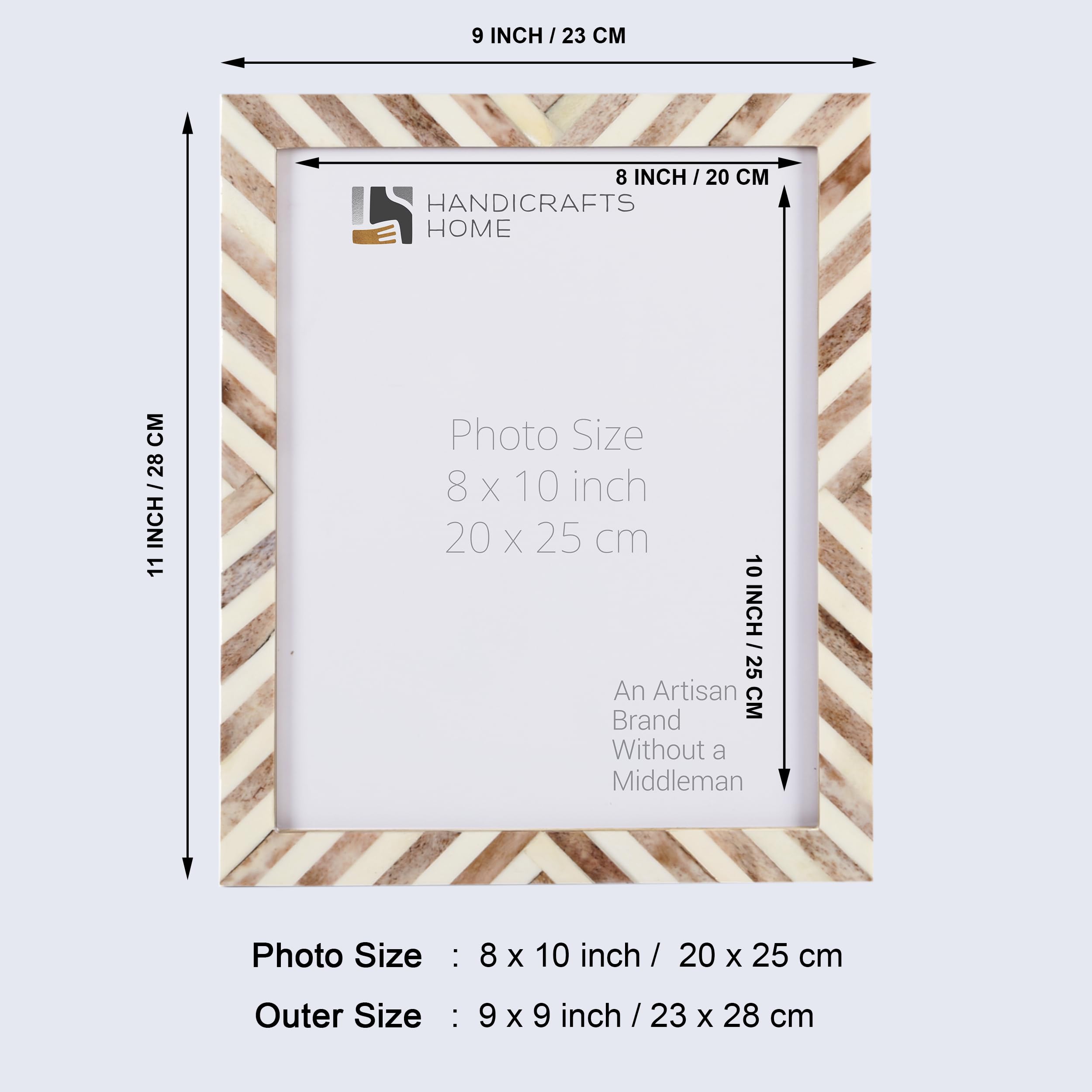 Handicrafts Home 8x10 Chevron Pattern Inspired Picture Frame -8x10 Frames for Wall Hanging & Desk Decor, Vintage Decor, Living R