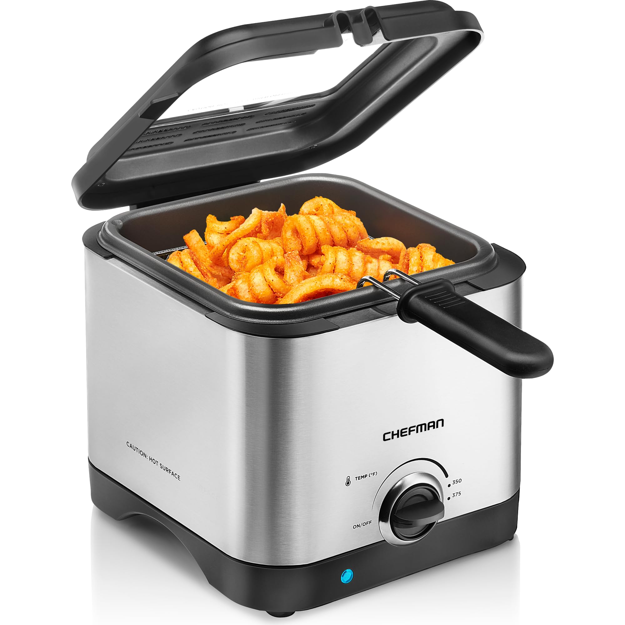 Chefman Fry Guy  The Most Compact & Convenient To Deep Fry Comfort Food  Restaurant-Style Basket With A 1.6-Quart Capacity  Easy-View Window & Adjustable Temp Control  Stainless - 1.5 Liter