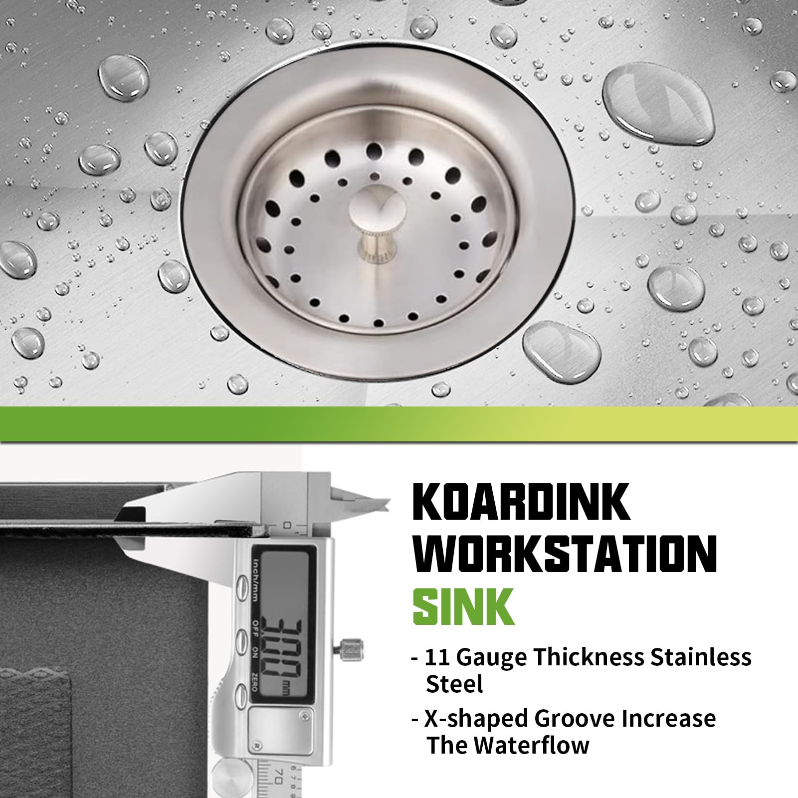 Kitchen Sink Workstation, 33x19 In Stainless Steel Drop In Modern Large Single Bowl Workstation Sink Gift Combo-SS Grid,Drying R
