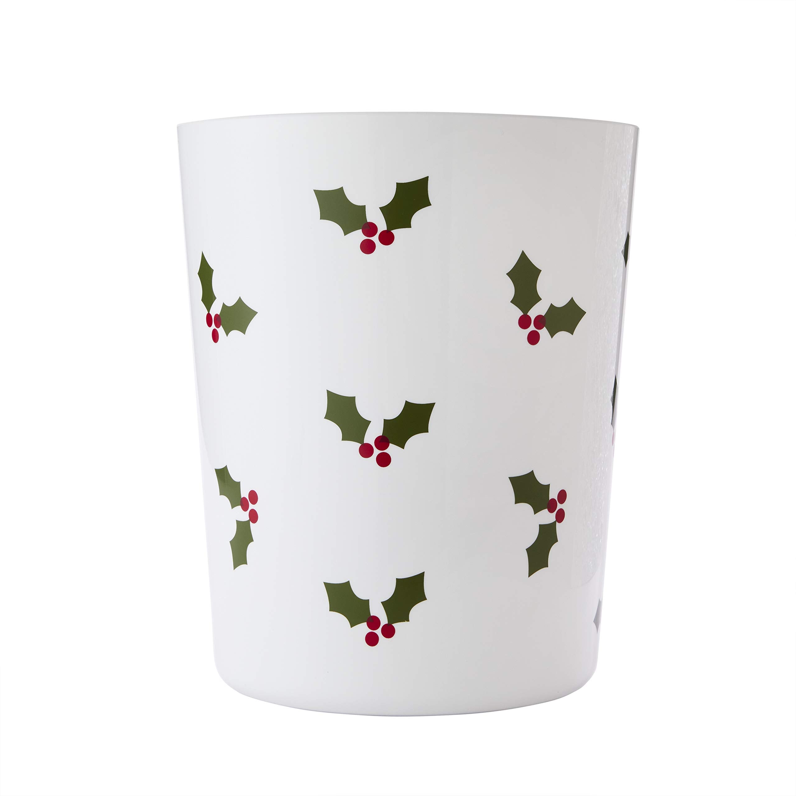 Skl Home Holly Leaves Wastebasket, White