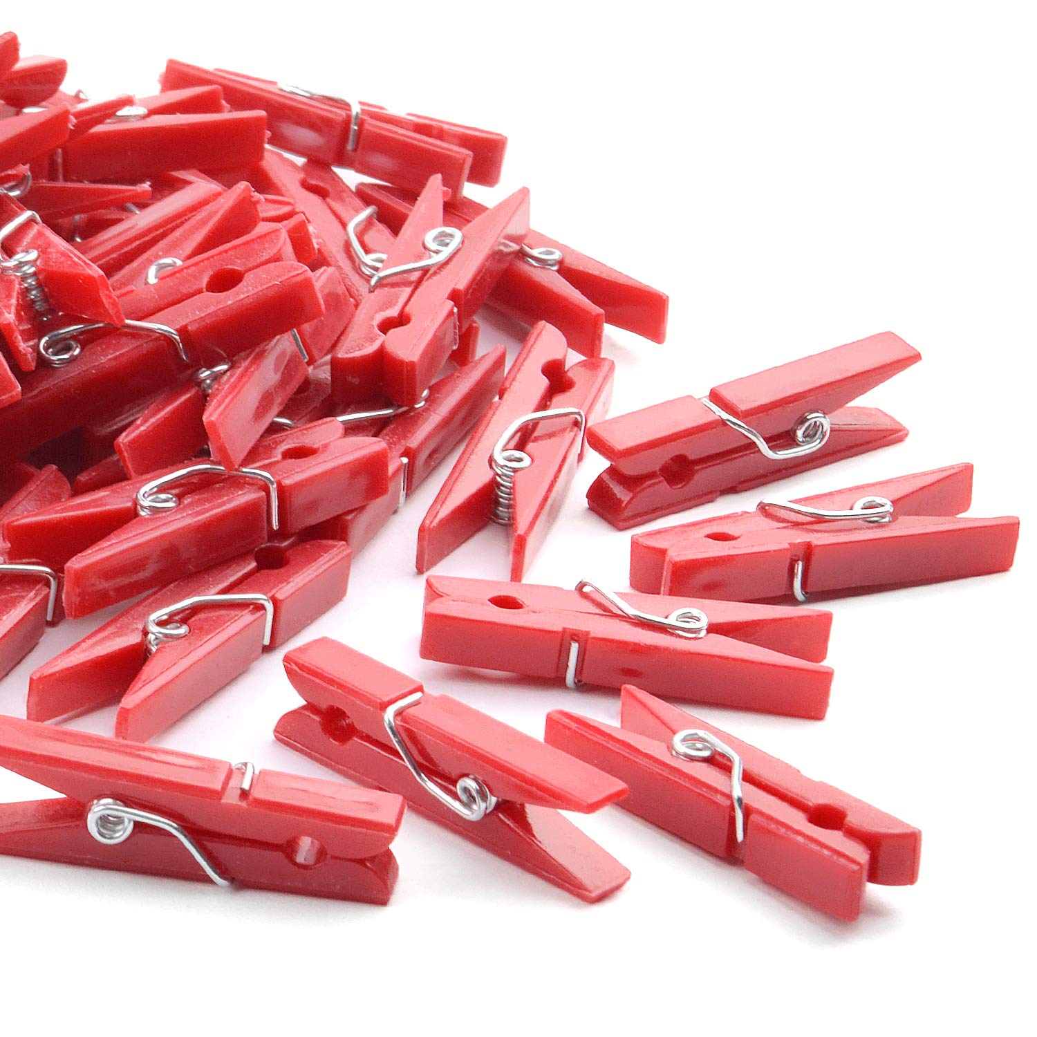 Jdesun 50 Pieces Photo Clips Mini Plastic Picture Paper Clip Clothespins Peg for Office Home Arts(Red)