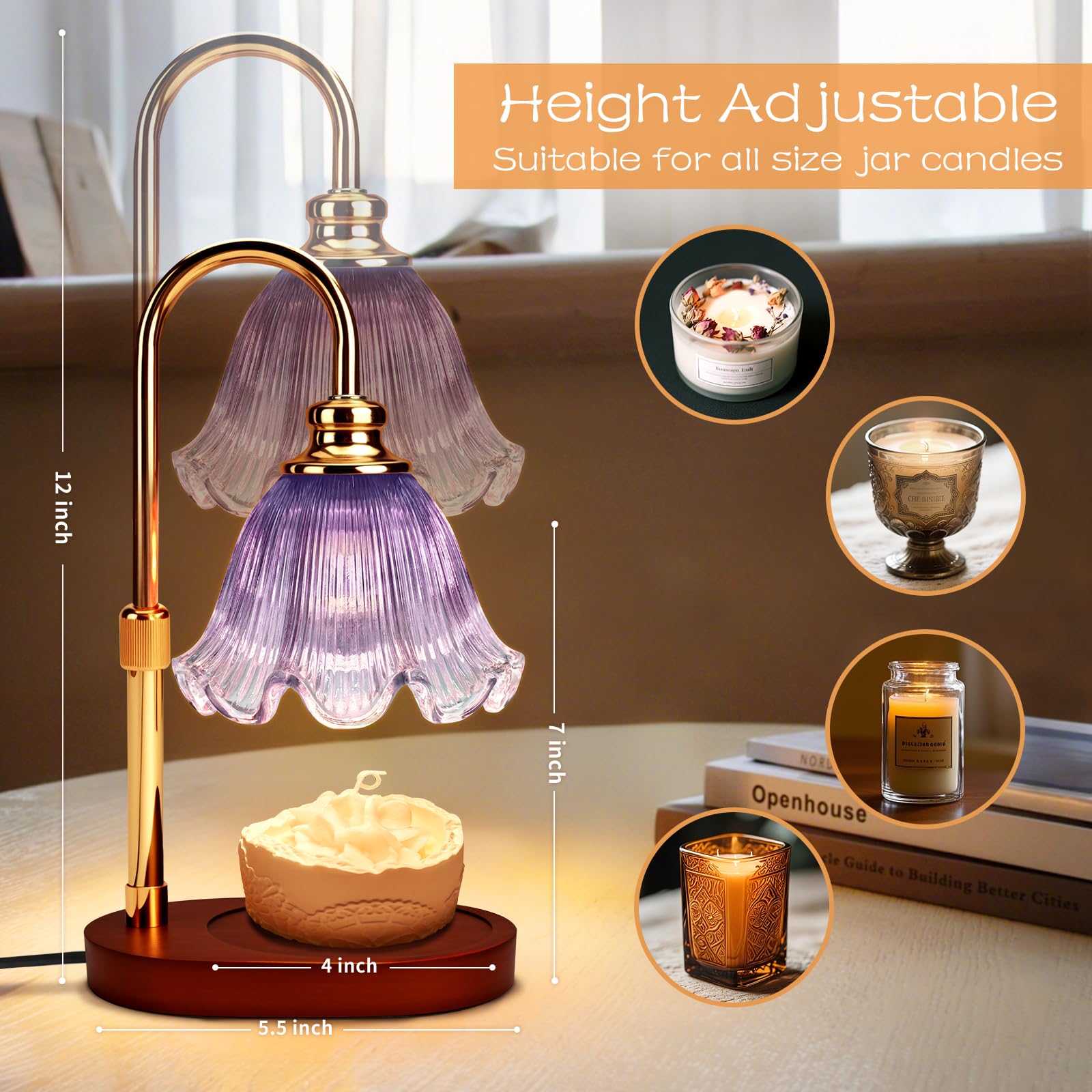 Adjustable Candle Warmer Lamp with Timer: Wax Warmer for Scented Wax Gifts for Women - Birthday Gifts for Women fits All Candle
