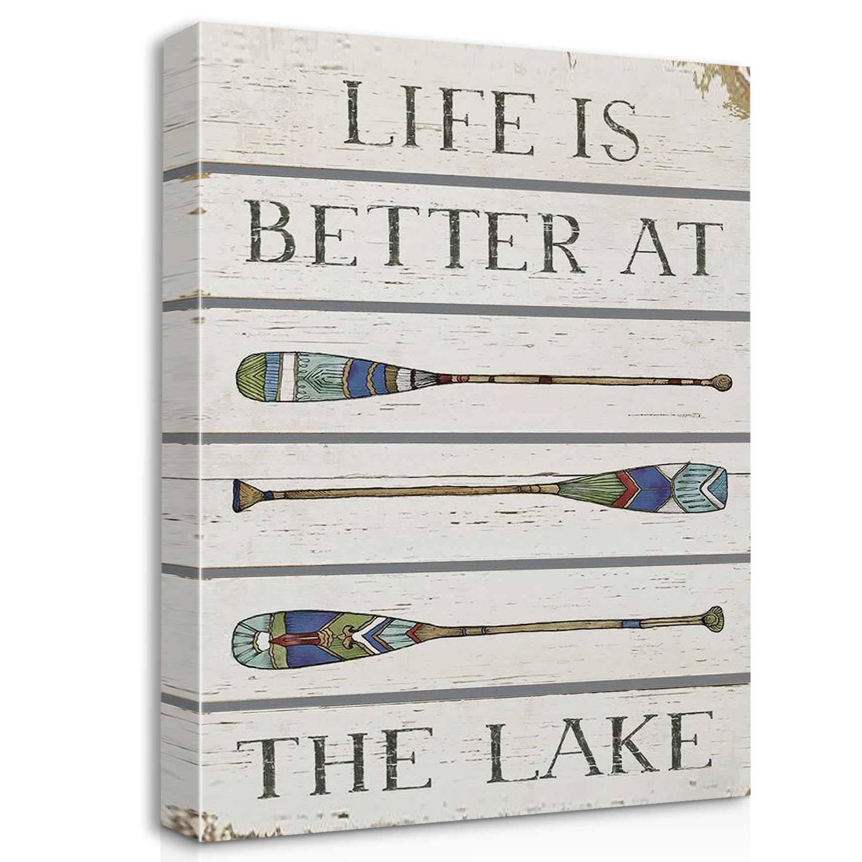Life Is Better At The Lake Canvas Wall Art Prints Artwork Signs Framed For Lake House Porch Wall Decor Home Room Bathroom Decor,