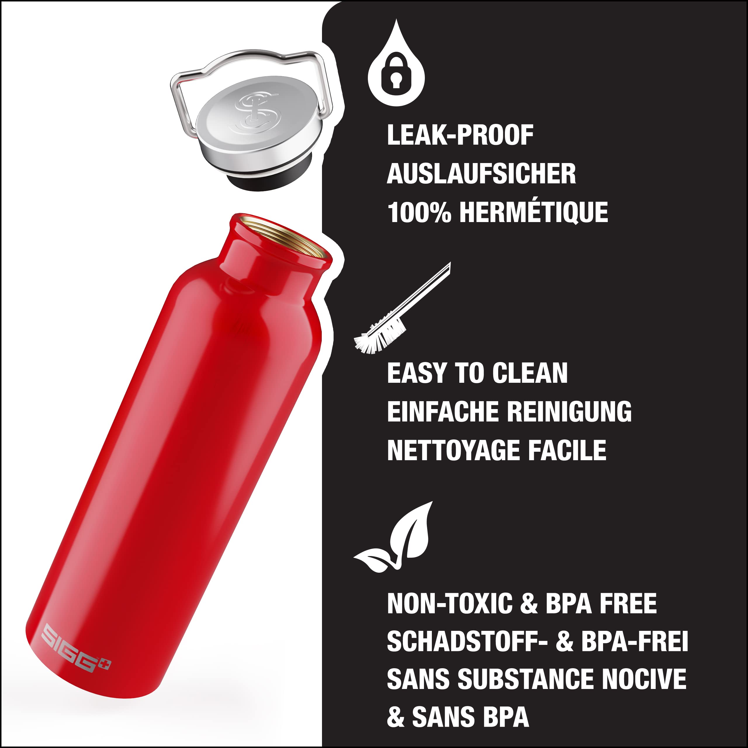 Sigg - Cooper Aluminum Water Bottle - Original Red - With Screw Cap - Leakproof - Lightweight - Bpa Free - 17 Oz