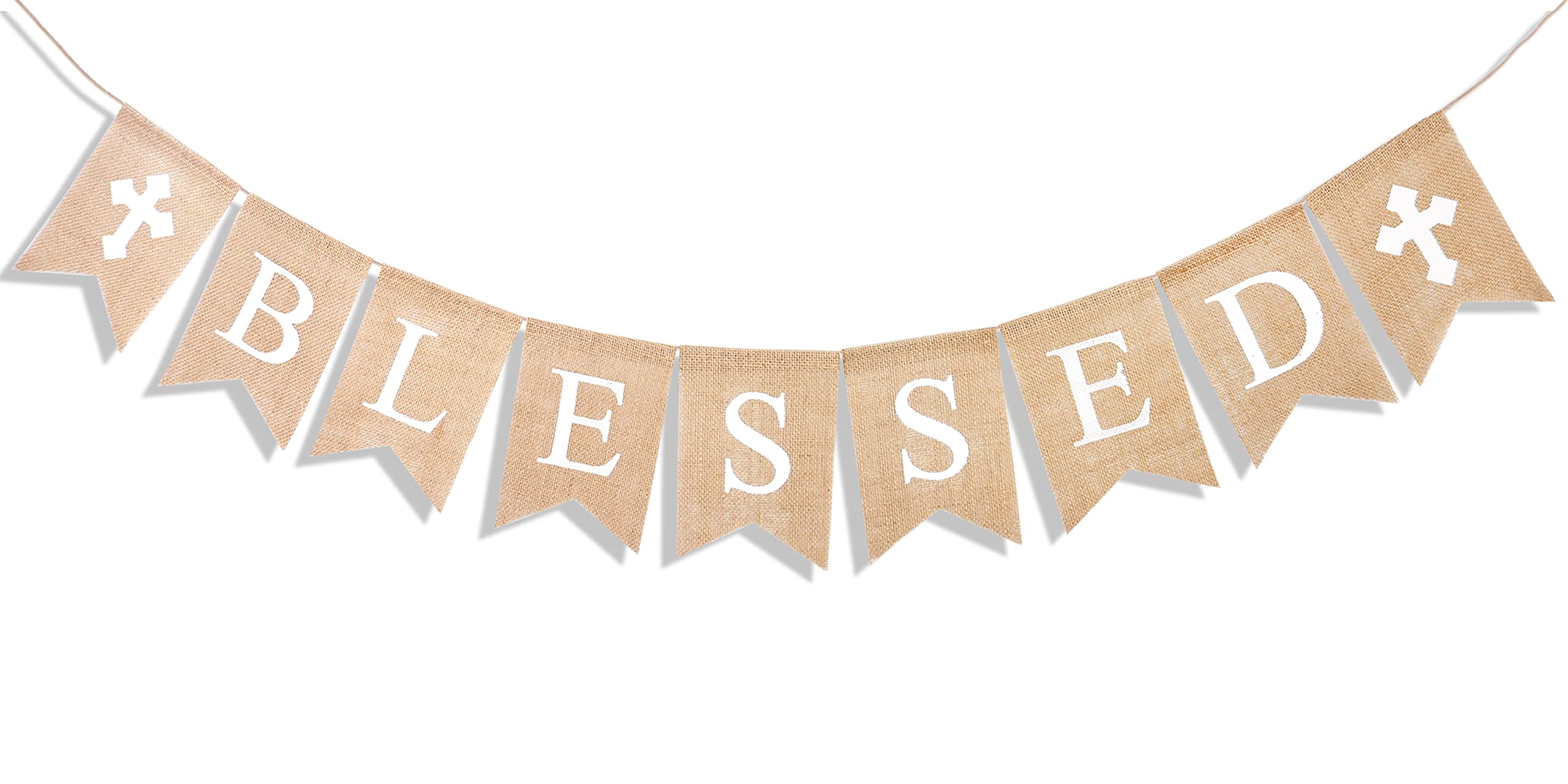 Uniwish Blessed Burlap Banner Easter Baptism Decorations Garland For Home Fireplace D  Cor Vintage Rustic Hanging Sign Party Sup