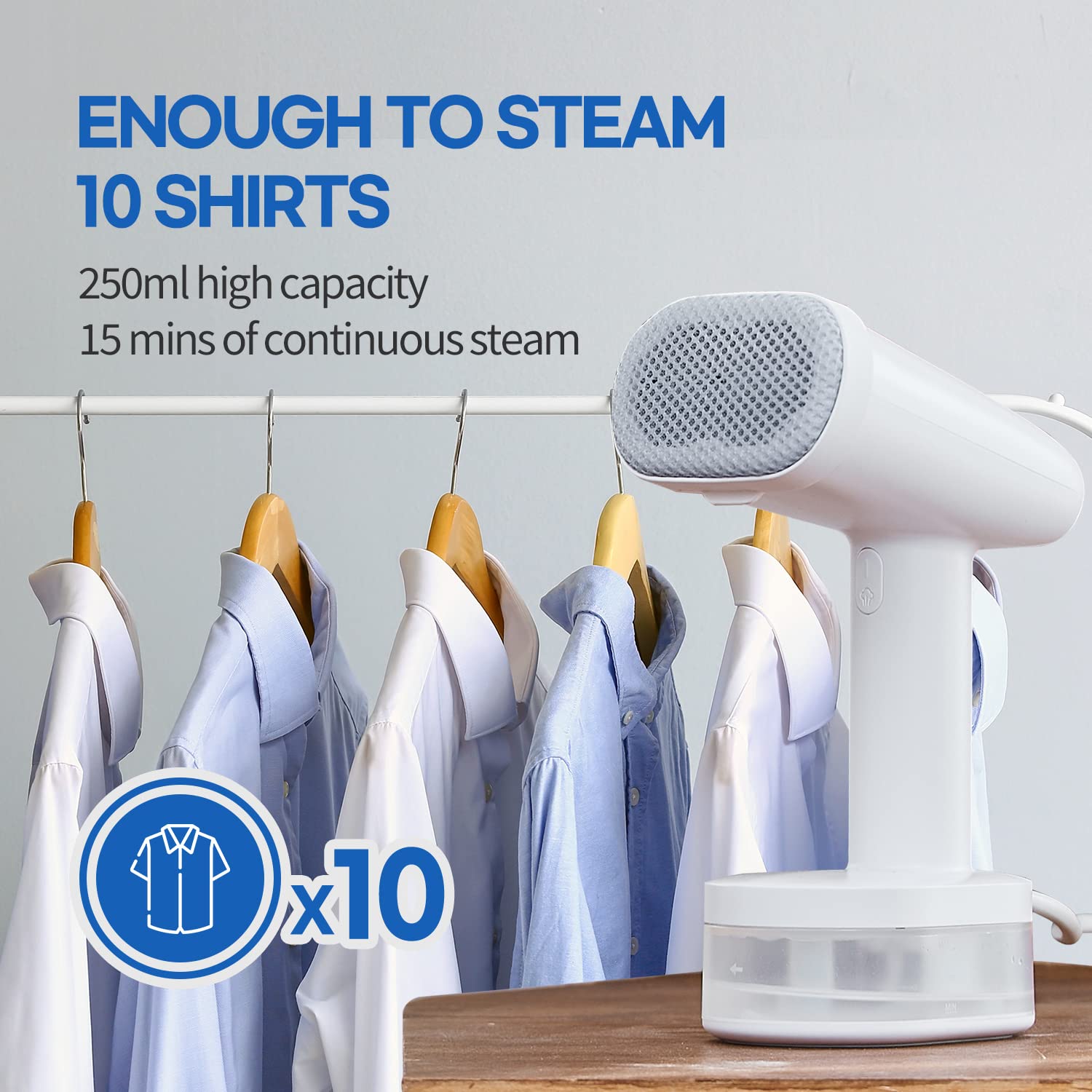Hubicare Steamer For Clothes, 1500W Clothes Steamer With Large 250Ml Tank, Handheld Clothing Steamer, Fabric Wrinkle Remover, Po