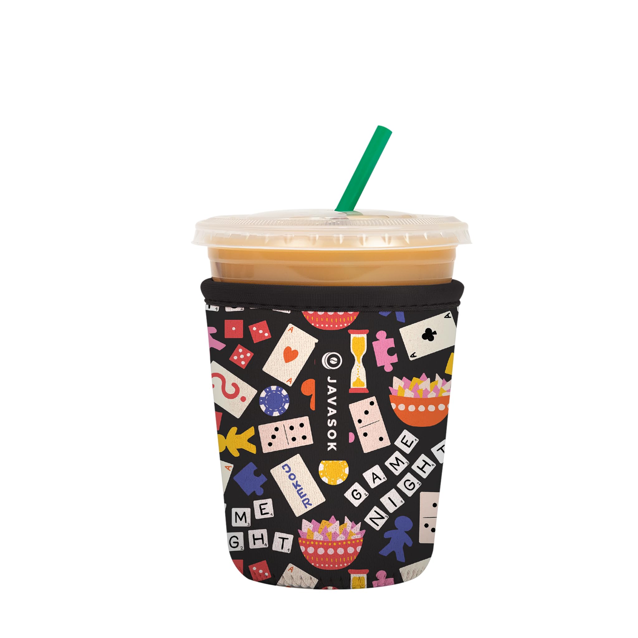 Sok It JavaSok Iced Coffee & Cold Soda Insulated Neoprene Cup Sleeve (Game Night, Small: 16-20oz)