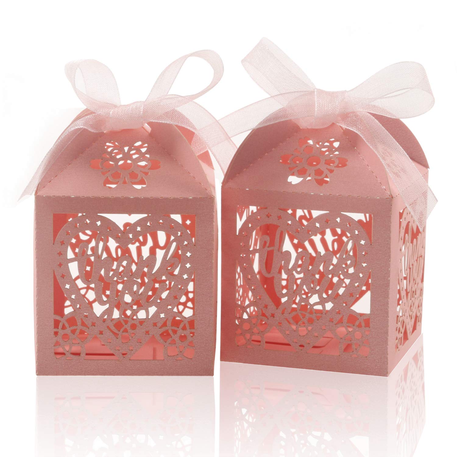 Cotopher Laser Cut Boxes 60Pcs Thank You Gift Boxes Wedding Party Favor Boxes Lace Candy Boxes For Wedding Bridal Shower Baby Sh