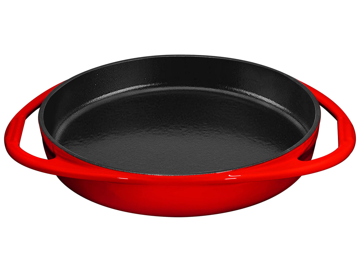 Bruntmor Enameled Cast Iron Baking Pan - 9.5 Inches Round, Non-Stick, Double Handled Tarte Tatin Dish Pan - Ideal For Lasagna, C