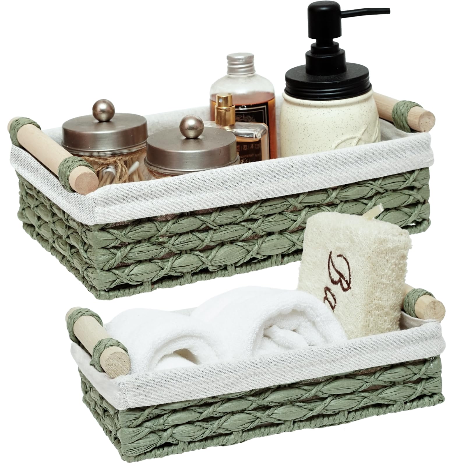 Duoer Storage Basket Wicker Baskets For Organizing With Handle Decorative Storage Bins For Countertop Toilet Paper Storage Baske